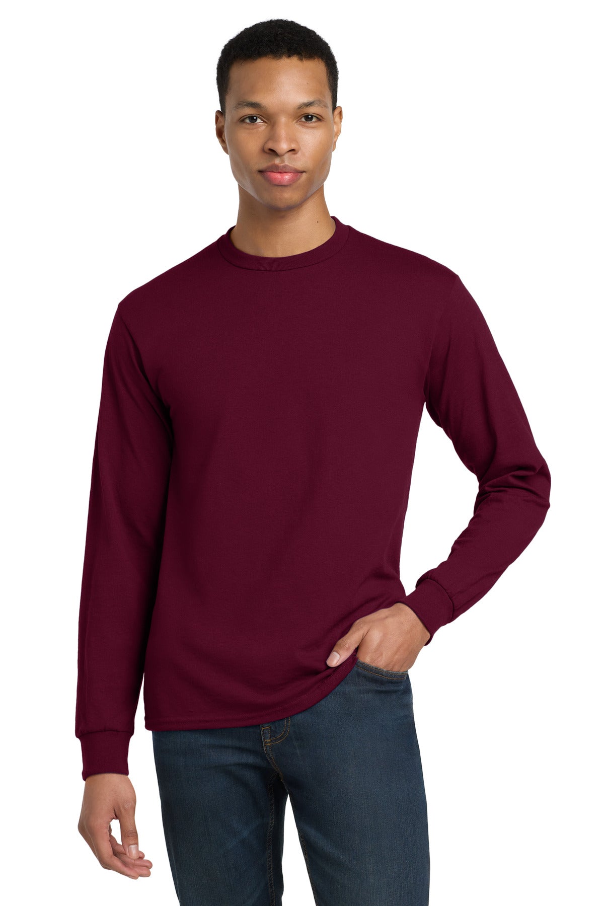 Gildan - DryBlend 50 Cotton/50 Poly Long Sleeve T-Shirt. 8400 in Maroon