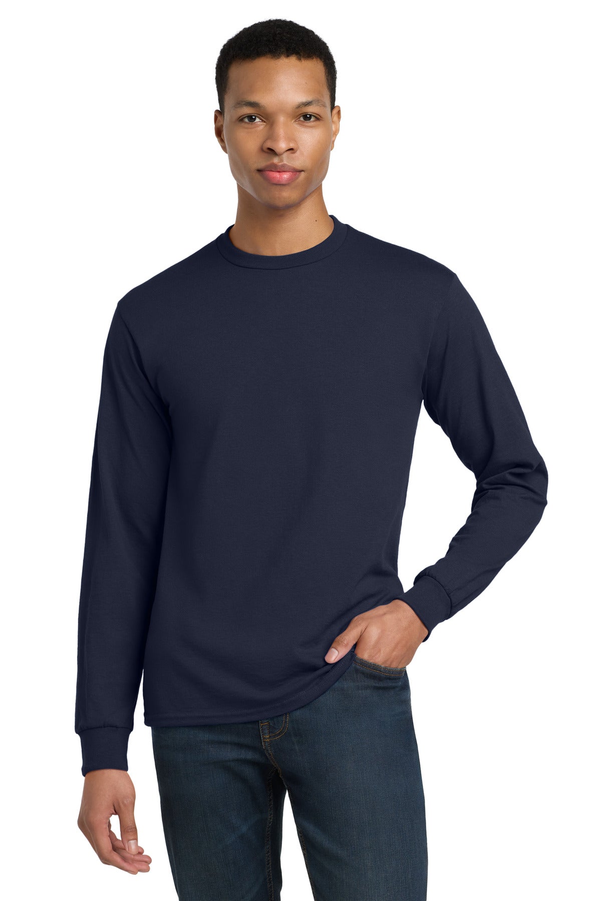 Gildan - DryBlend 50 Cotton/50 Poly Long Sleeve T-Shirt. 8400 in Navy