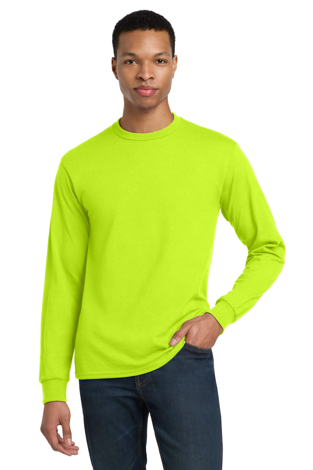Gildan - DryBlend 50 Cotton/50 Poly Long Sleeve T-Shirt. 8400 in Safety Green
