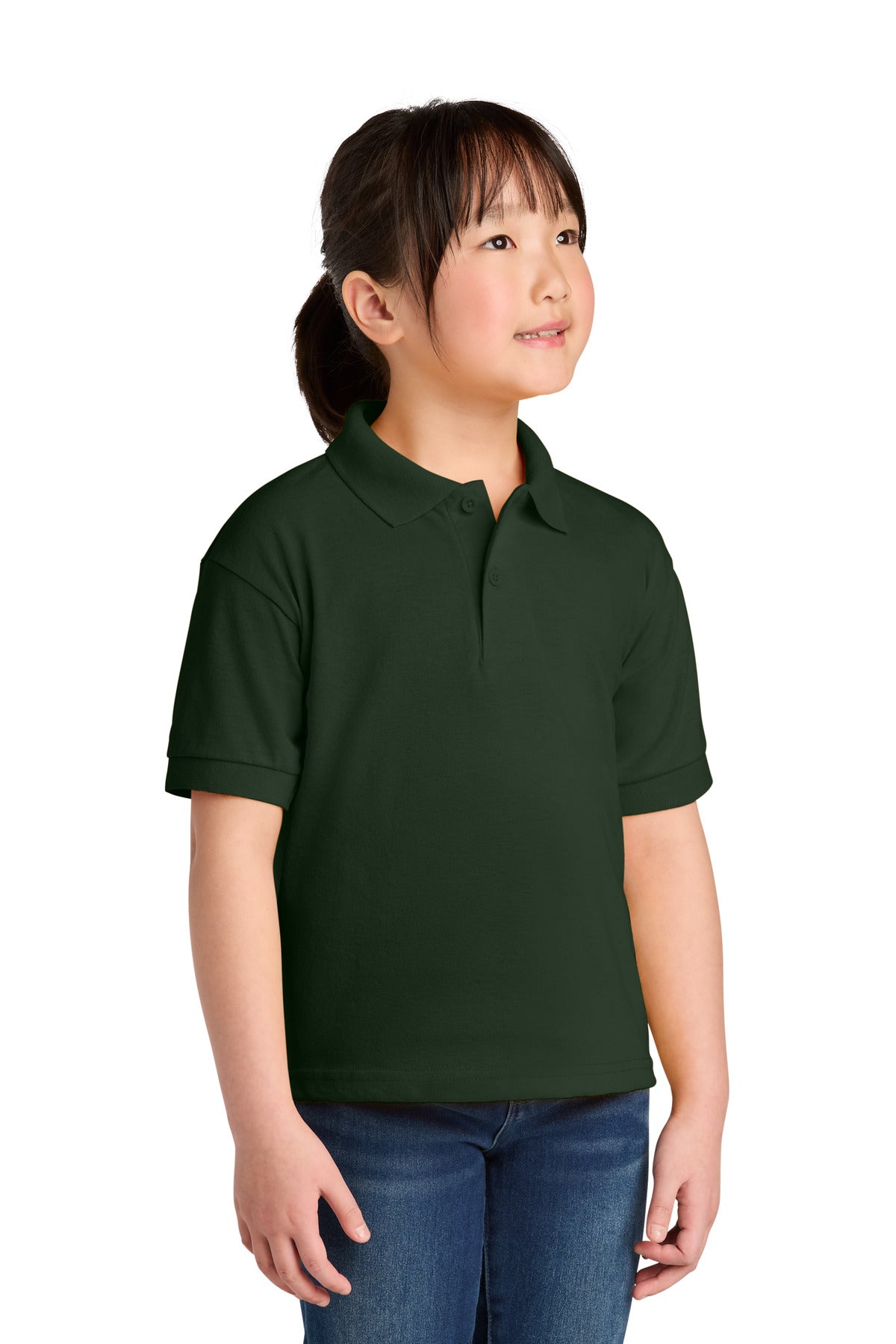 Gildan Youth DryBlend 6-Ounce Jersey Knit Sport Shirt. 8800B in Forest Green