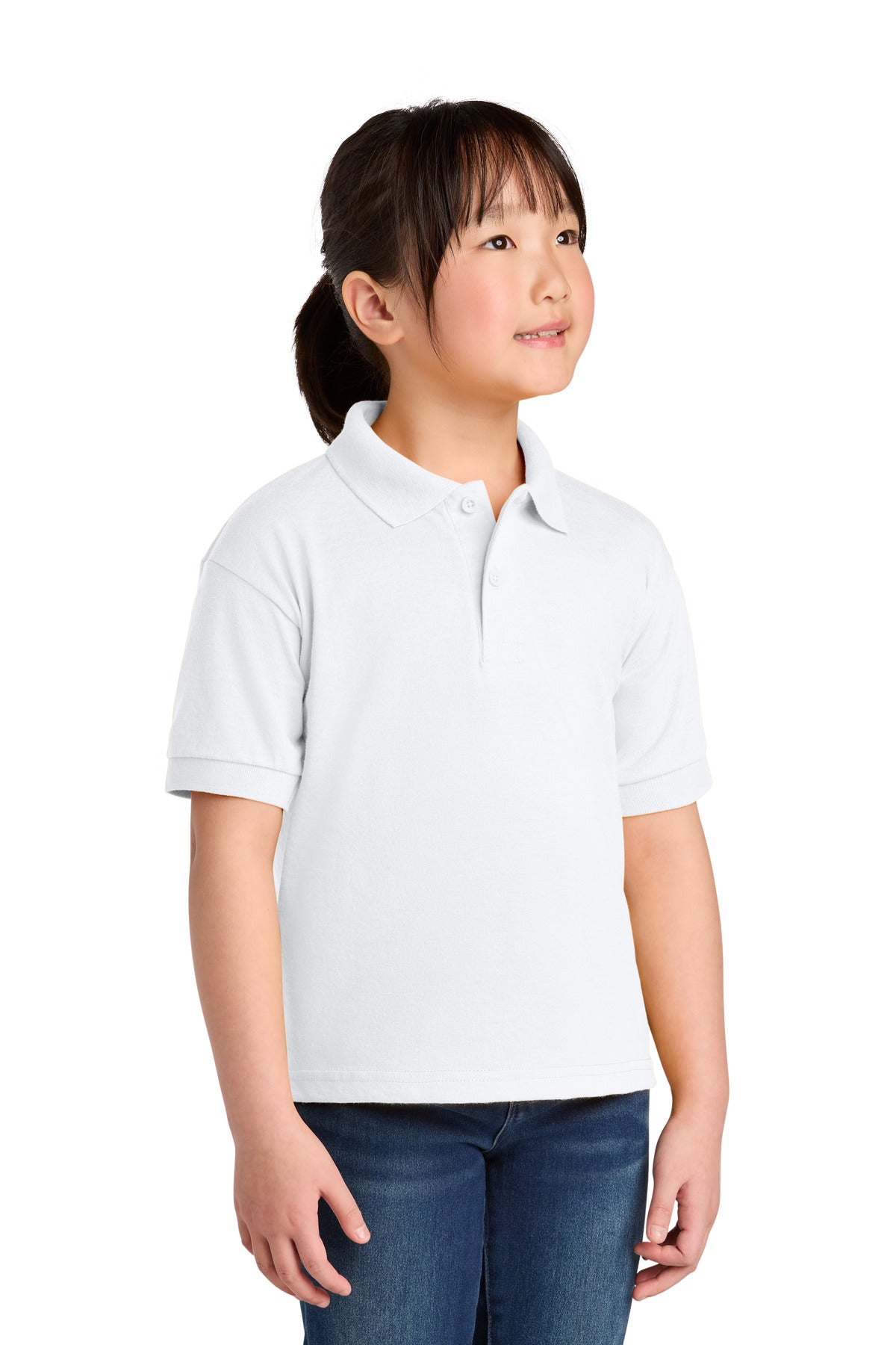 Gildan Youth DryBlend 6-Ounce Jersey Knit Sport Shirt. 8800B in White