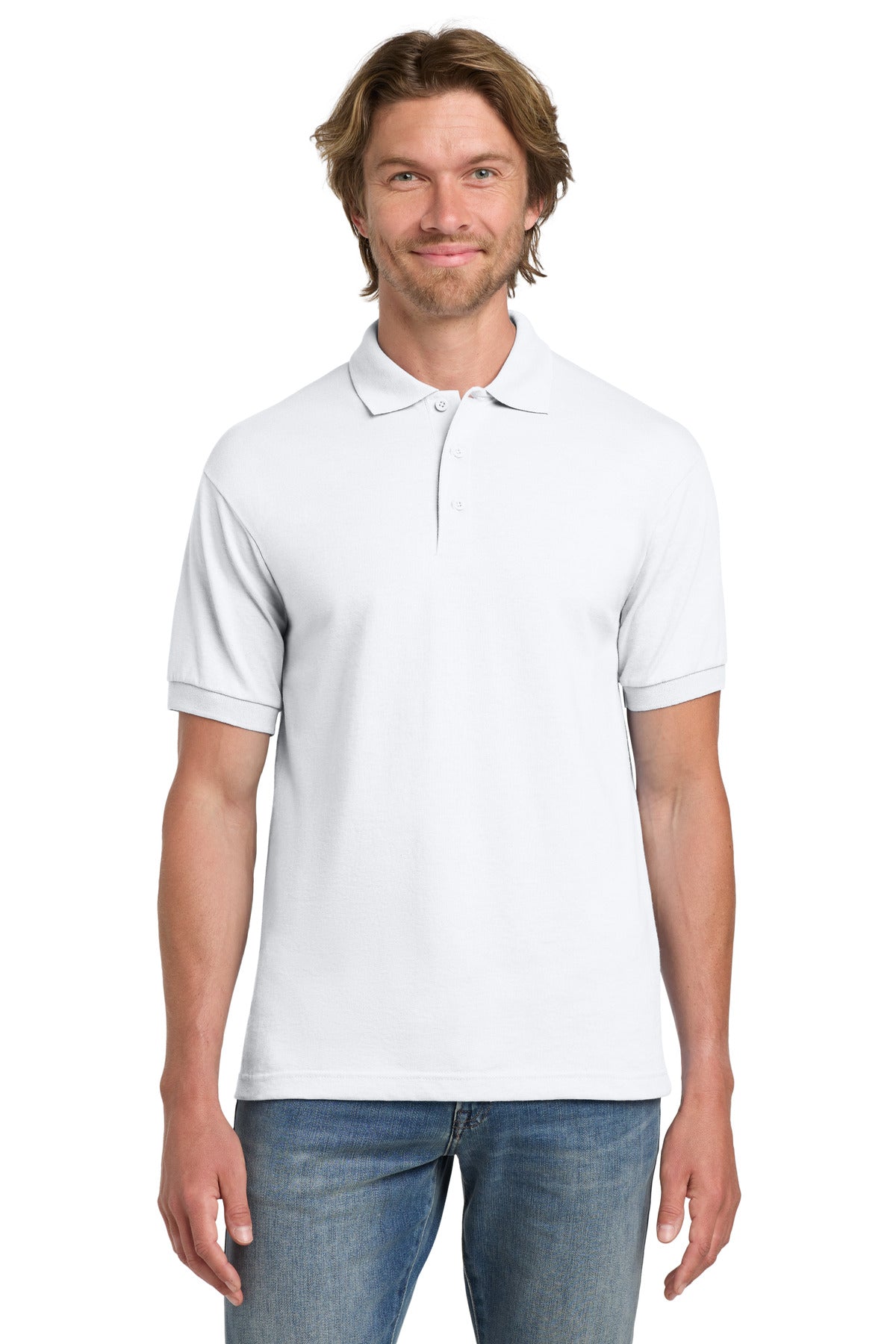 Gildan - DryBlend 6-Ounce Jersey Knit Sport Shirt.  8800 in White