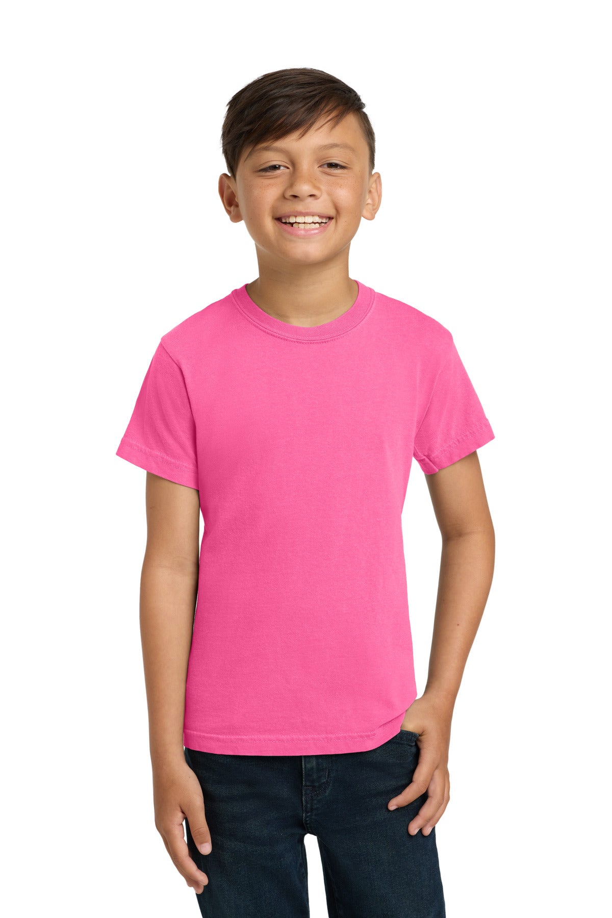 COMFORT COLORS  Youth Heavyweight Ring Spun Tee. 9018 in Neon Pink