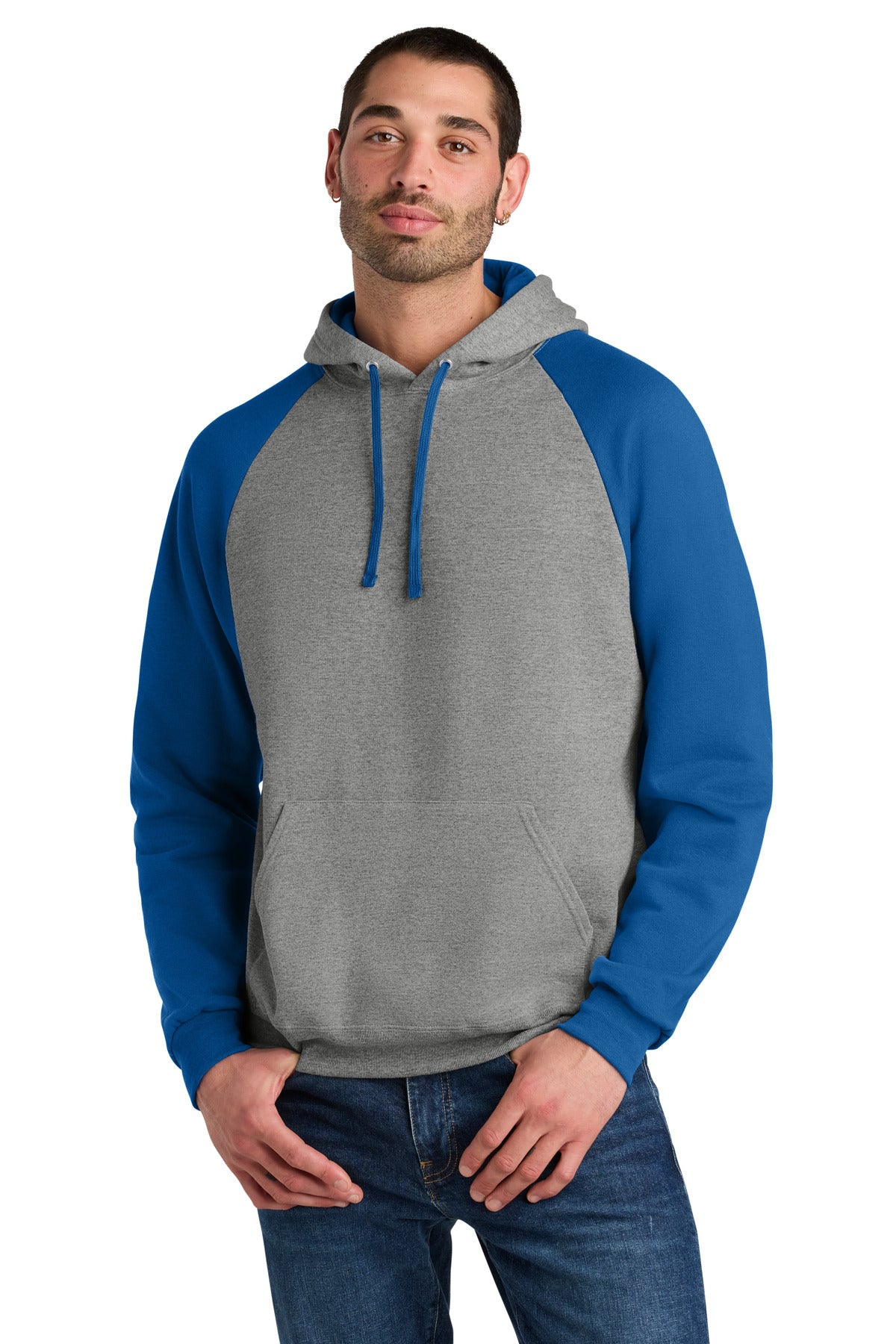 Jerzees Unisex NuBlend Colorblock Raglan Hoodie Sweatshirt 96C in Oxford/ Royal
