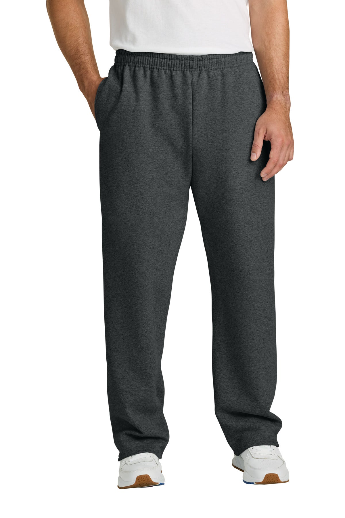 Jerzees NuBlend Open Bottom Pant with Pockets. 974MP in Black Heather