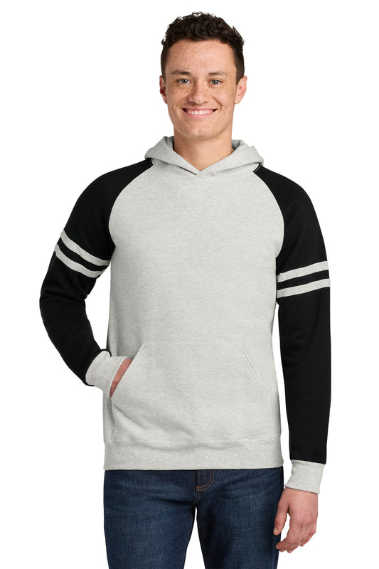 Jerzees Unisex NuBlend Varsity Colorblock Hooded Sweatshirt 97C in Oatmeal Heather/ Black Ink