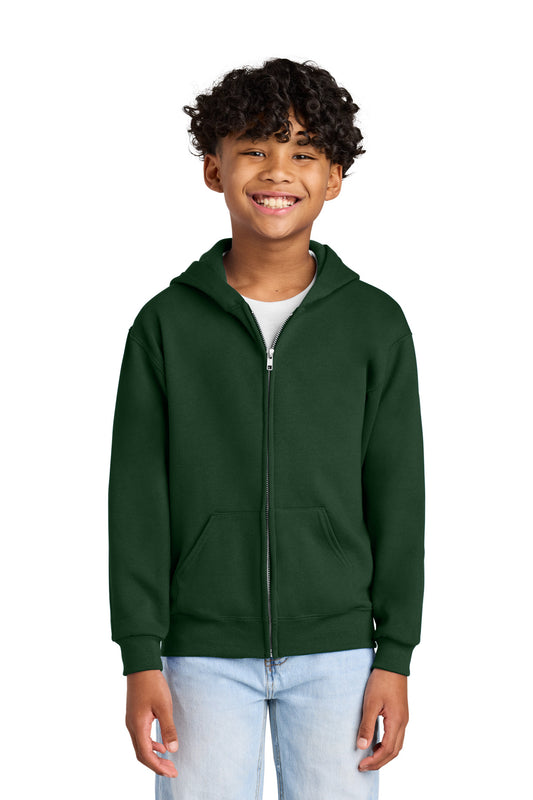 Jerzees - Youth NuBlend Full-Zip Hooded Sweatshirt.  993B in Forest Green