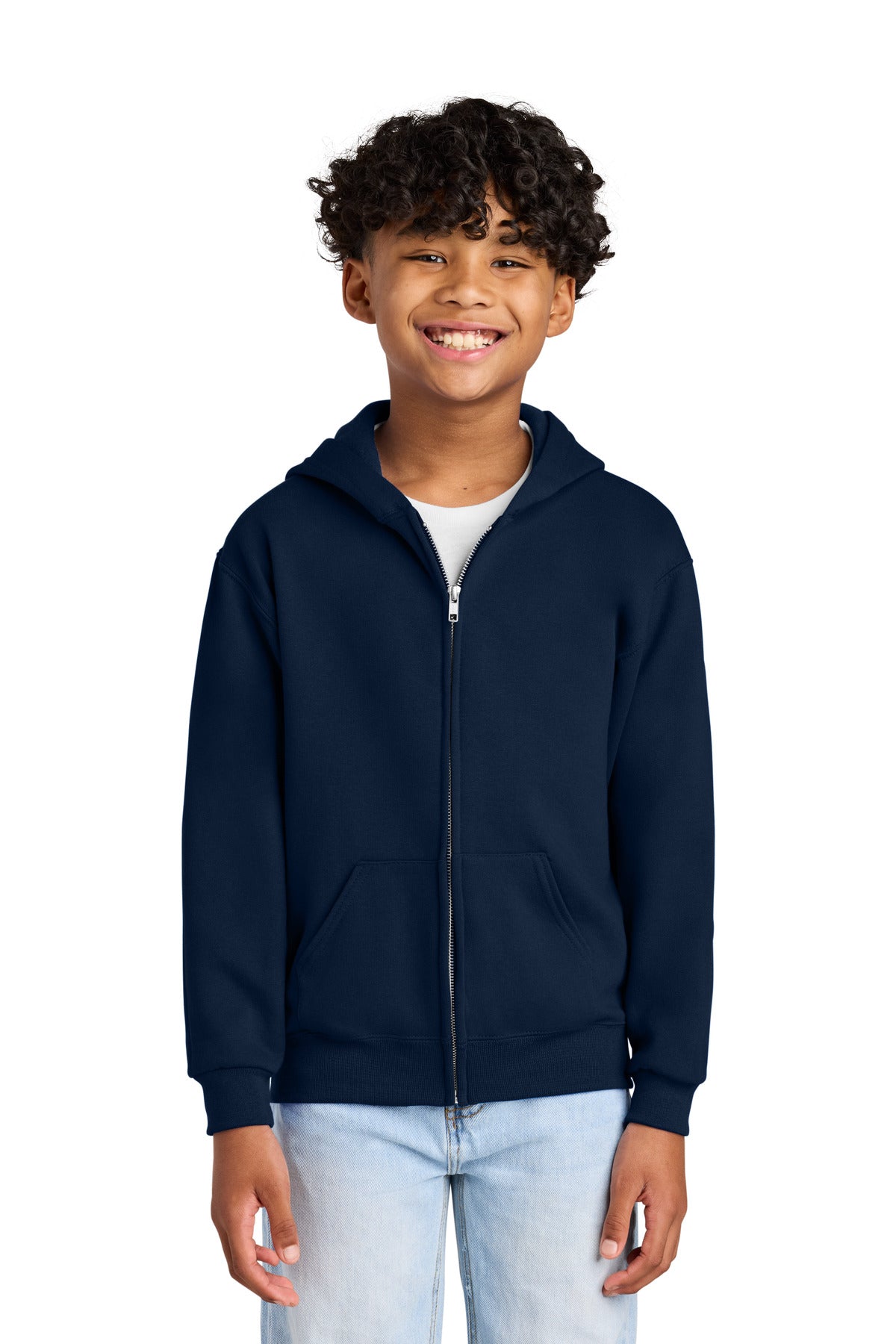 Jerzees - Youth NuBlend Full-Zip Hooded Sweatshirt.  993B in J. Navy