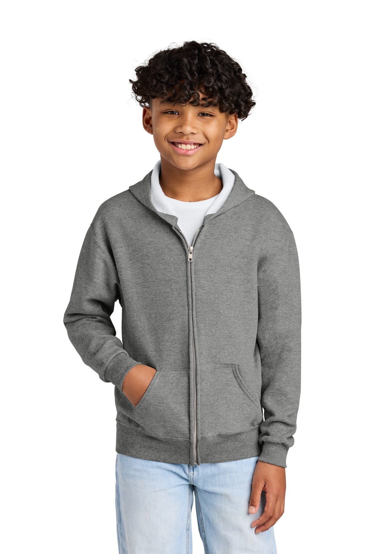 Jerzees - Youth NuBlend Full-Zip Hooded Sweatshirt.  993B in Oxford