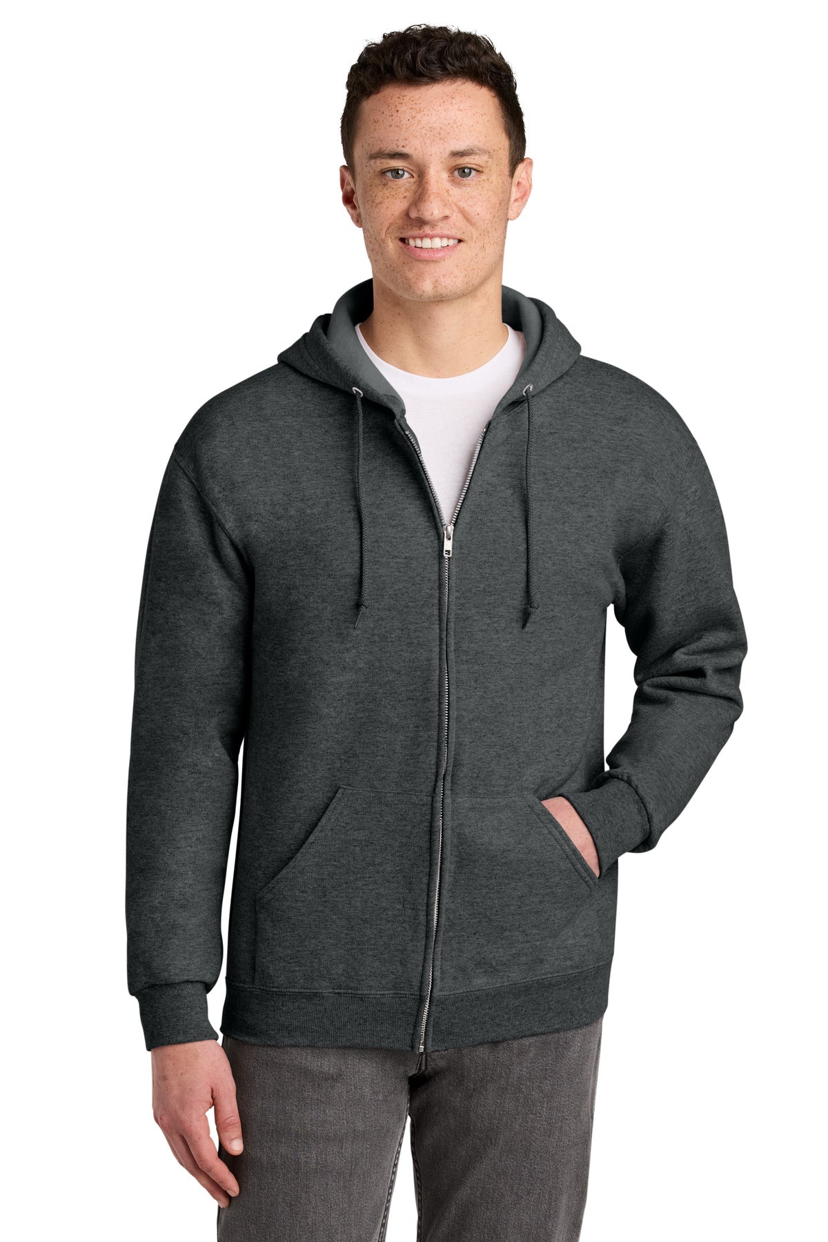 Jerzees - NuBlend Full-Zip Hooded Sweatshirt.  993M in Black Heather