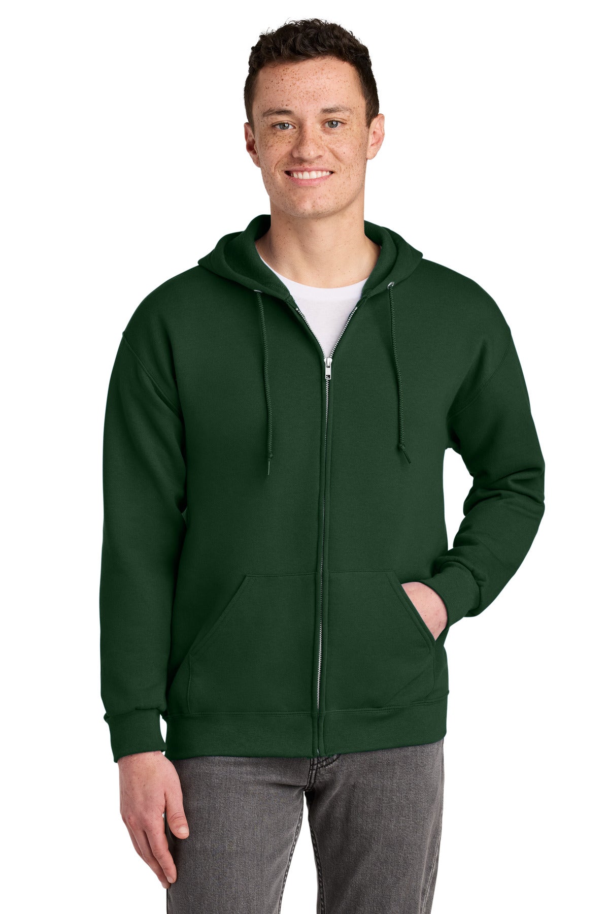 Jerzees - NuBlend Full-Zip Hooded Sweatshirt.  993M in Forest Green
