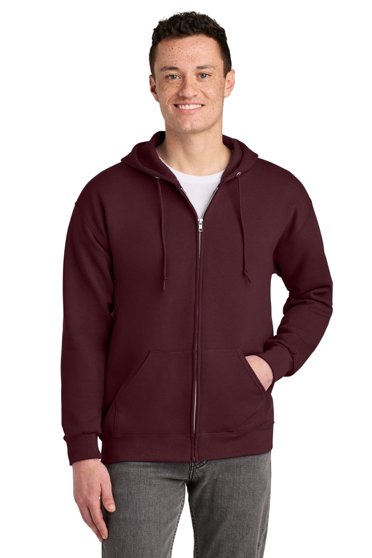 Jerzees - NuBlend Full-Zip Hooded Sweatshirt.  993M in Maroon