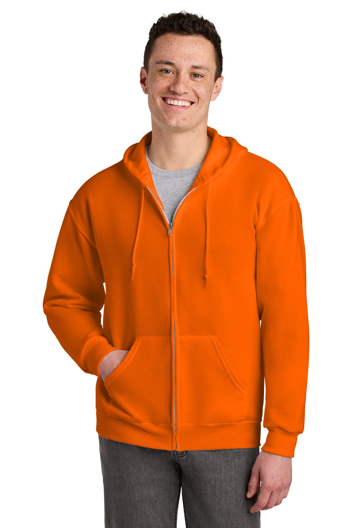 Jerzees - NuBlend Full-Zip Hooded Sweatshirt.  993M in Safety Orange