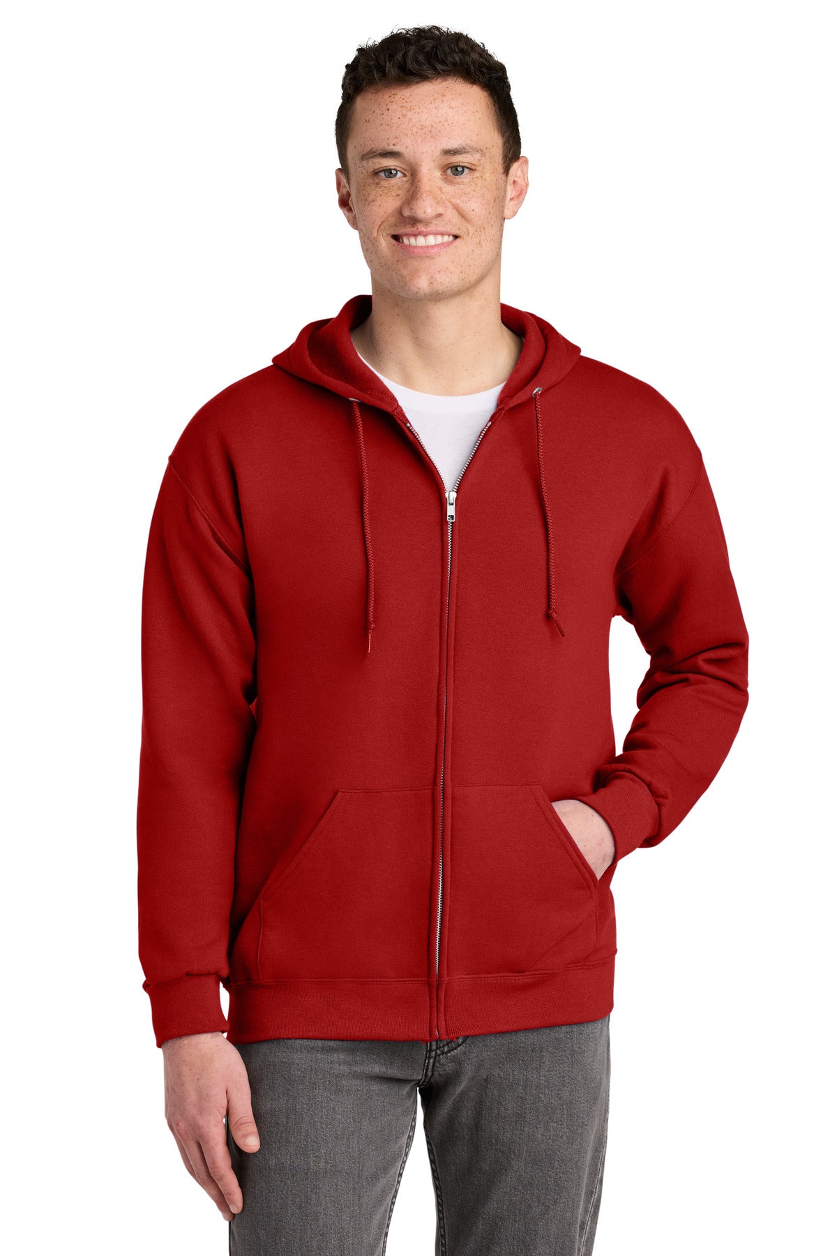 Jerzees - NuBlend Full-Zip Hooded Sweatshirt.  993M in True Red