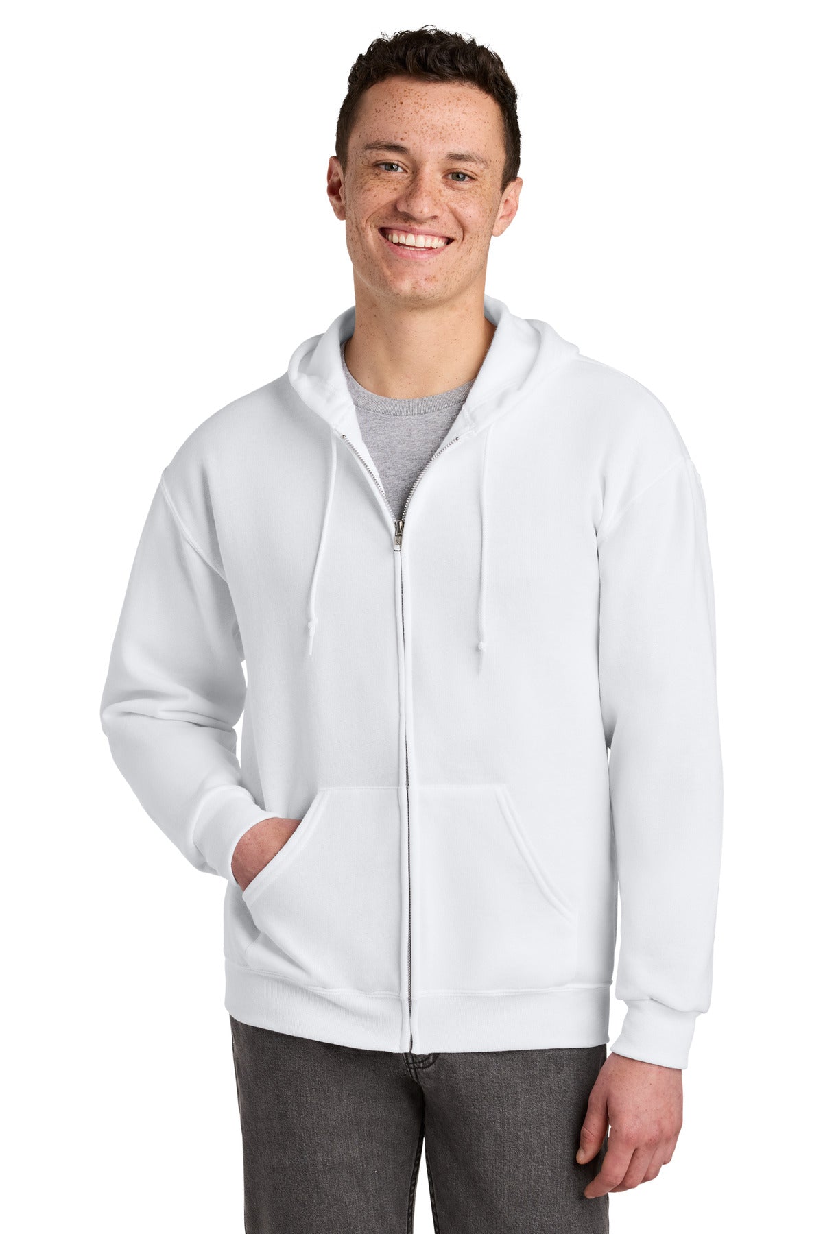 Jerzees - NuBlend Full-Zip Hooded Sweatshirt.  993M in White