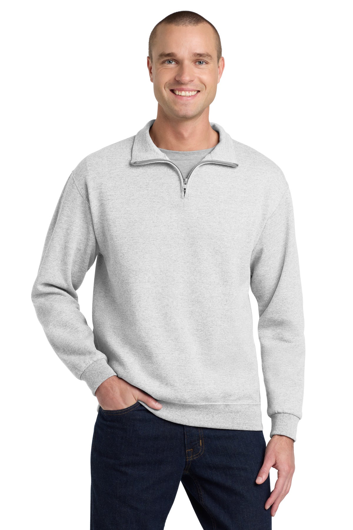 Jerzees - NuBlend 1/4-Zip Cadet Collar Sweatshirt. 995M in Ash