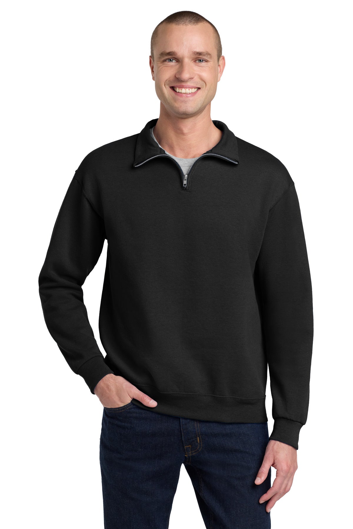 Jerzees - NuBlend 1/4-Zip Cadet Collar Sweatshirt. 995M in Black