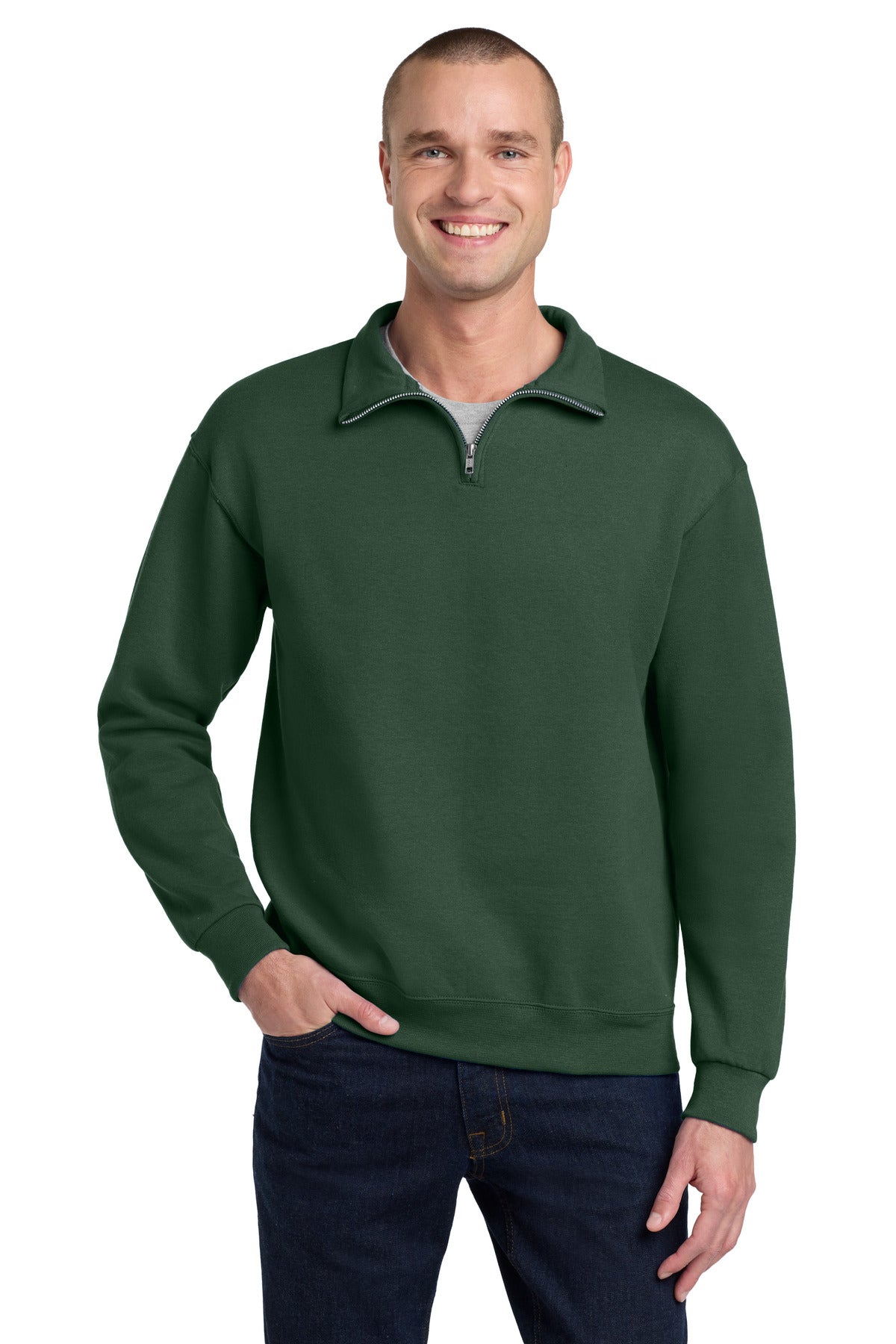 Jerzees - NuBlend 1/4-Zip Cadet Collar Sweatshirt. 995M in Forest Green