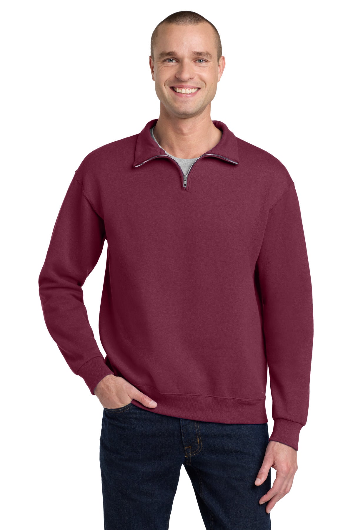 Jerzees - NuBlend 1/4-Zip Cadet Collar Sweatshirt. 995M in Maroon