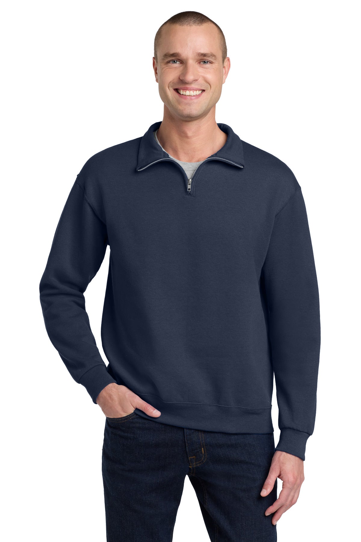Jerzees - NuBlend 1/4-Zip Cadet Collar Sweatshirt. 995M in J. Navy