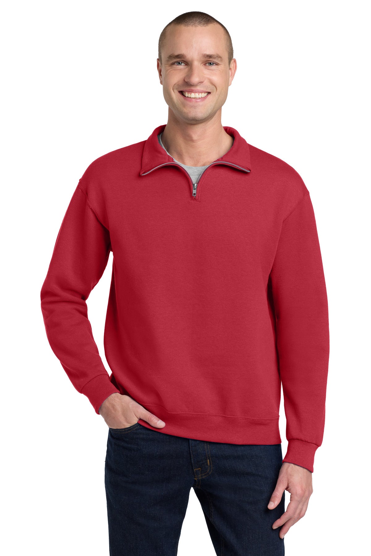 Jerzees - NuBlend 1/4-Zip Cadet Collar Sweatshirt. 995M in True Red