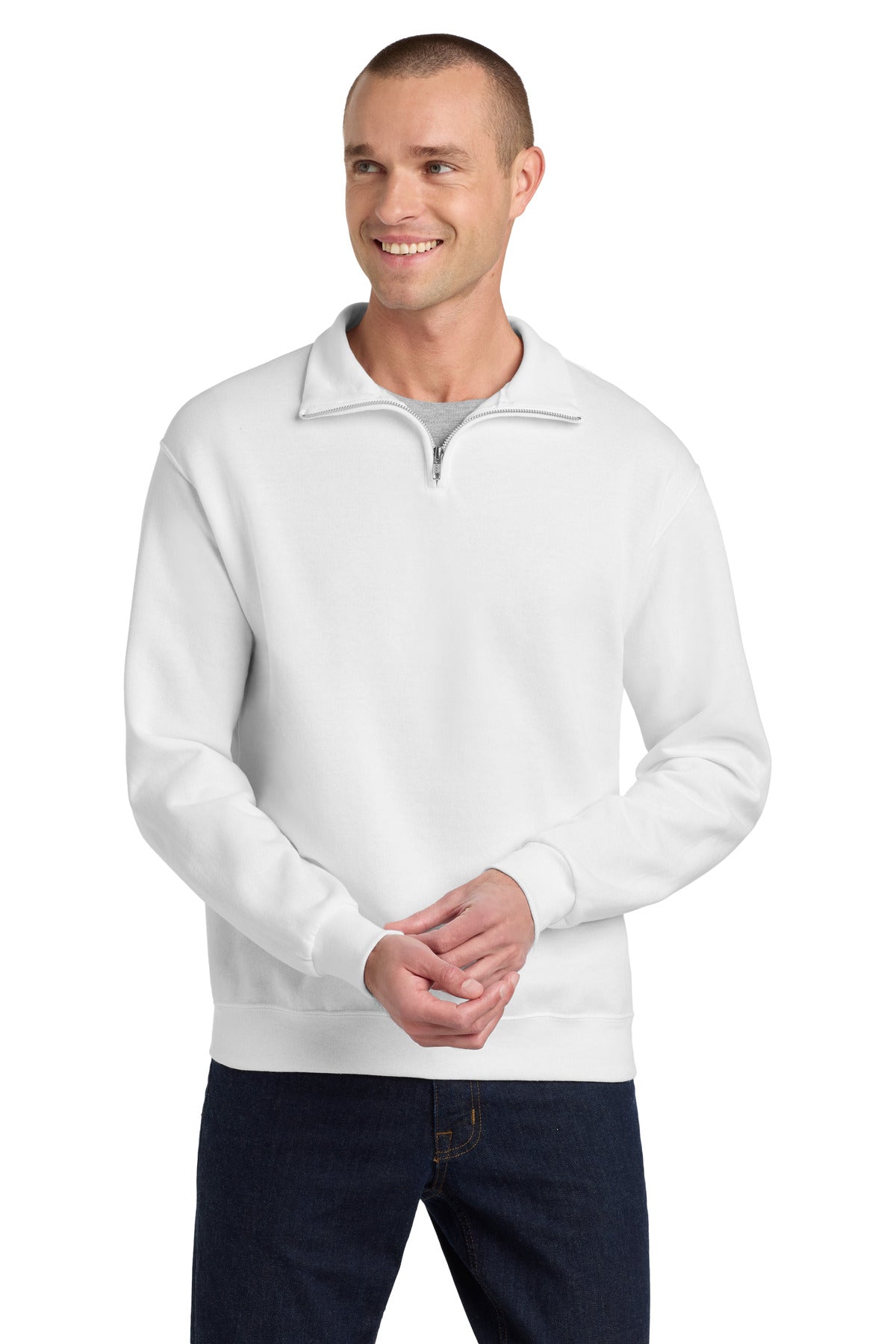 Jerzees - NuBlend 1/4-Zip Cadet Collar Sweatshirt. 995M in White