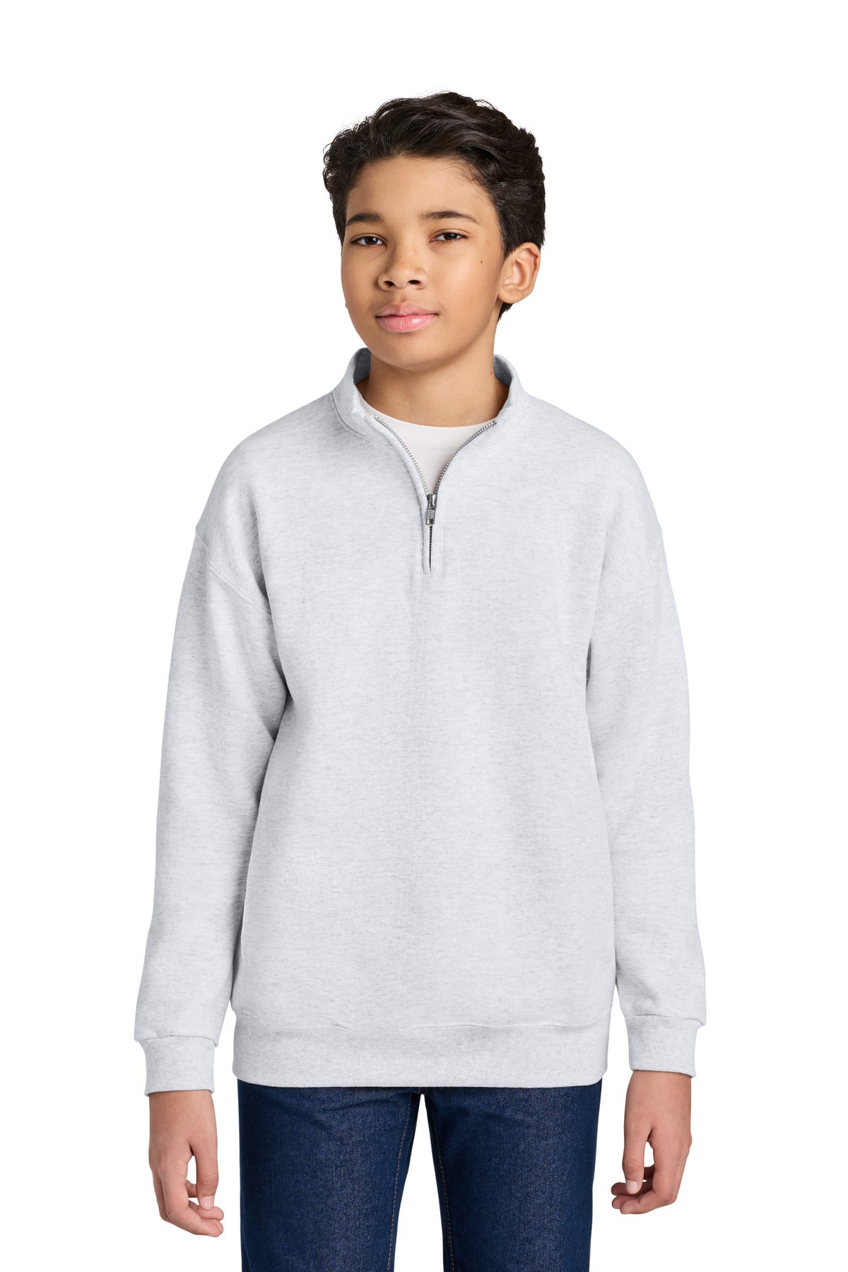 Jerzees Youth NuBlend 1/4-Zip Cadet Collar Sweatshirt 995Y in Ash
