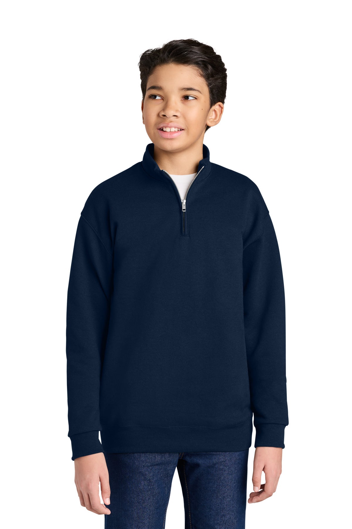 Jerzees Youth NuBlend 1/4-Zip Cadet Collar Sweatshirt 995Y in J. Navy