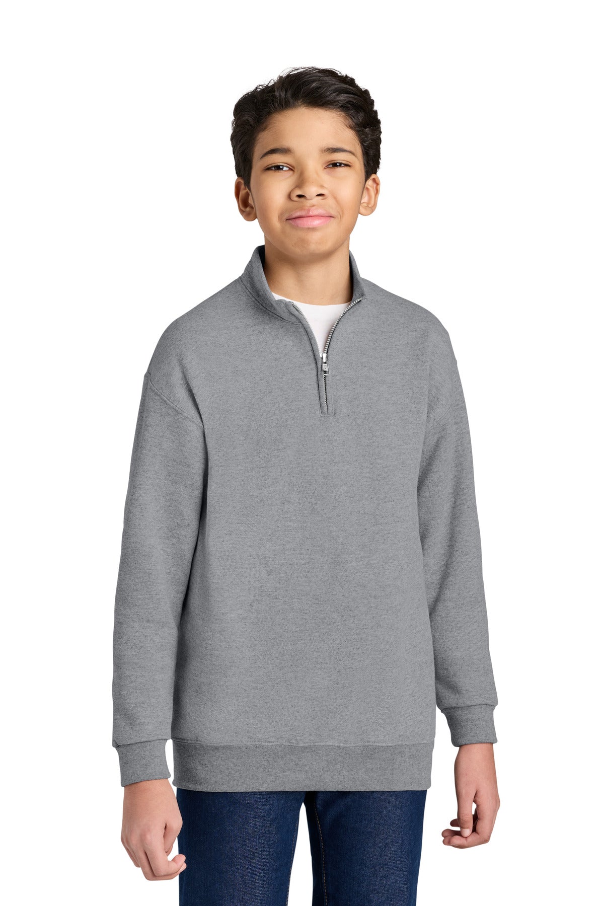 Jerzees Youth NuBlend 1/4-Zip Cadet Collar Sweatshirt 995Y in Oxford