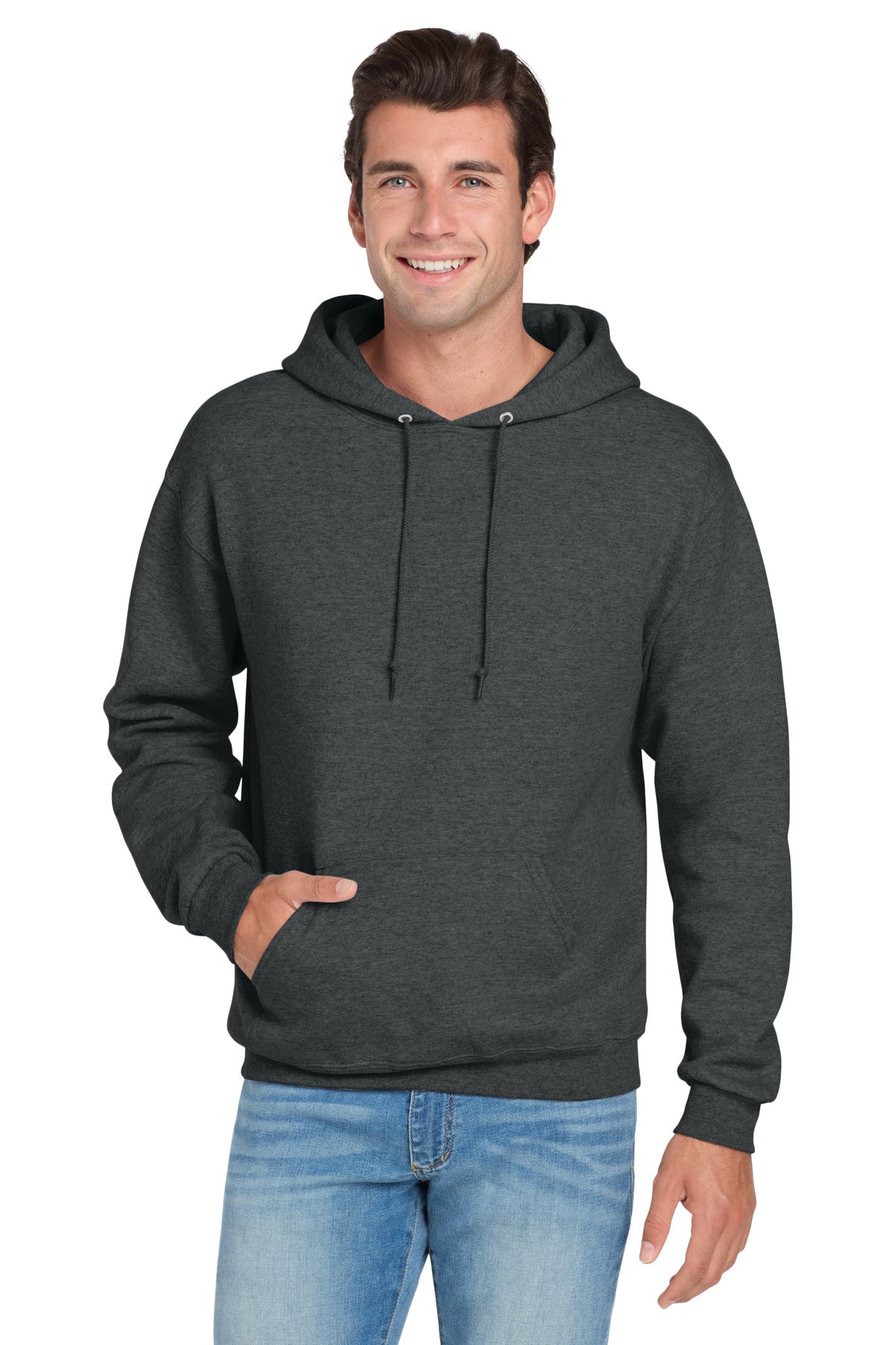 Jerzees NuBlend Pullover Hooded Sweatshirt.  996M in Black Heather