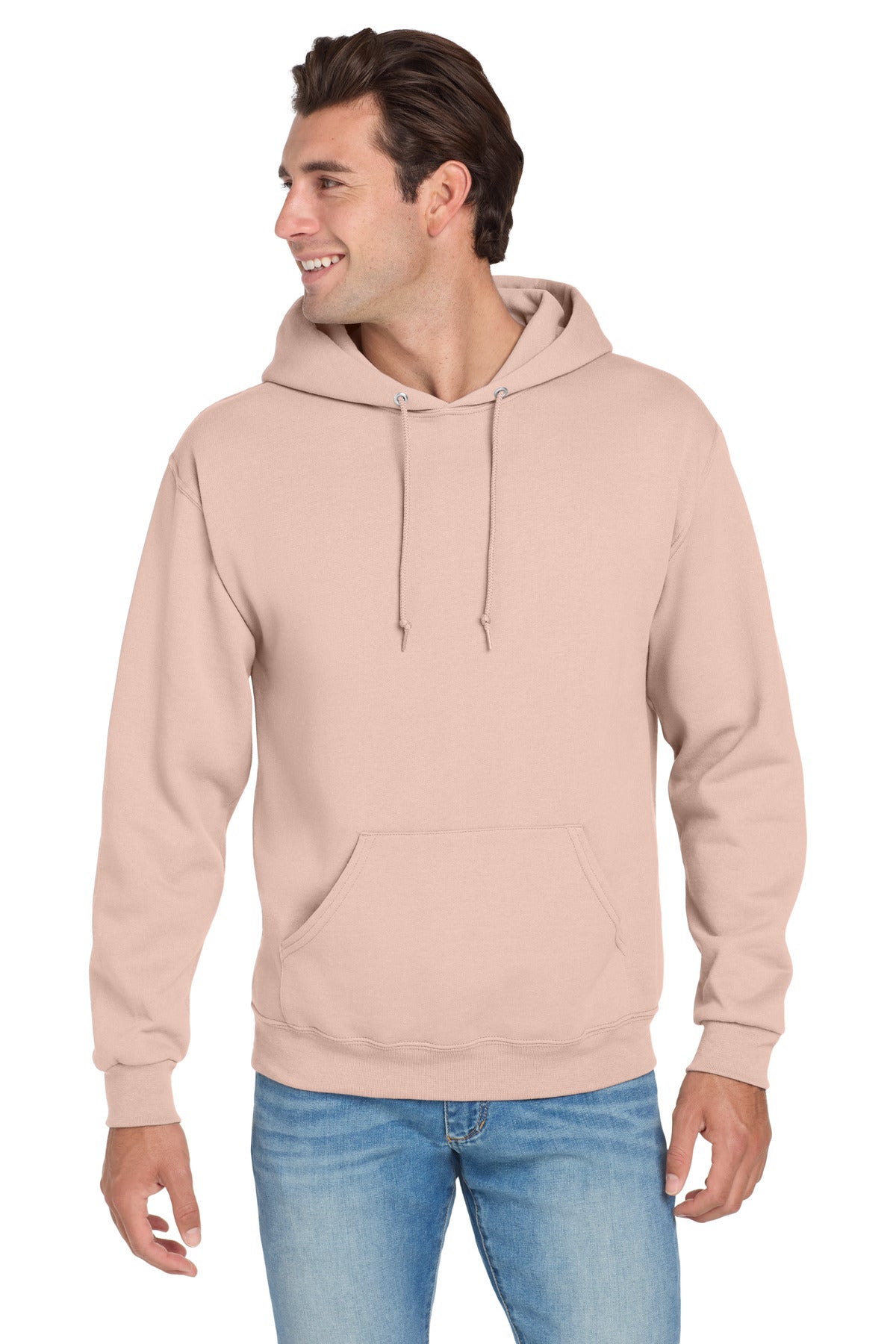 Jerzees NuBlend Pullover Hooded Sweatshirt.  996M in Blush Pink