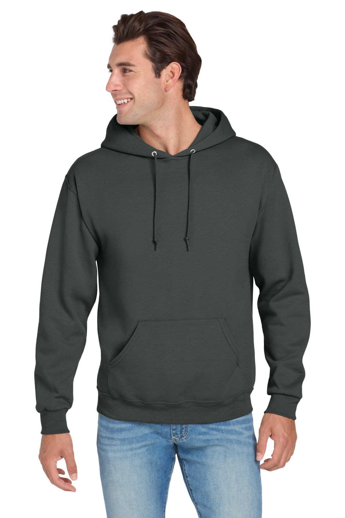 Jerzees NuBlend Pullover Hooded Sweatshirt.  996M in Charcoal Grey