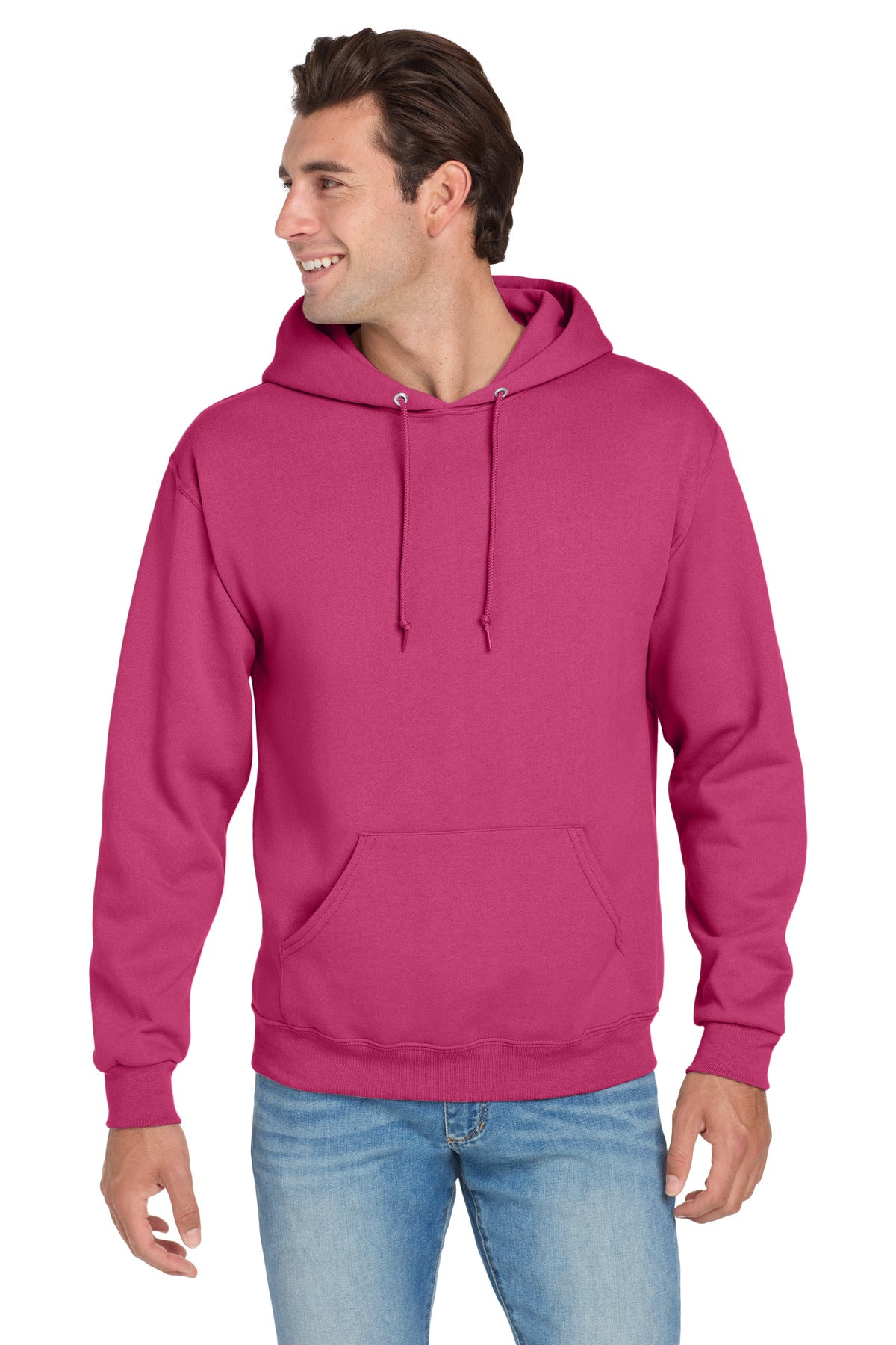 Jerzees NuBlend Pullover Hooded Sweatshirt.  996M in Cyber Pink