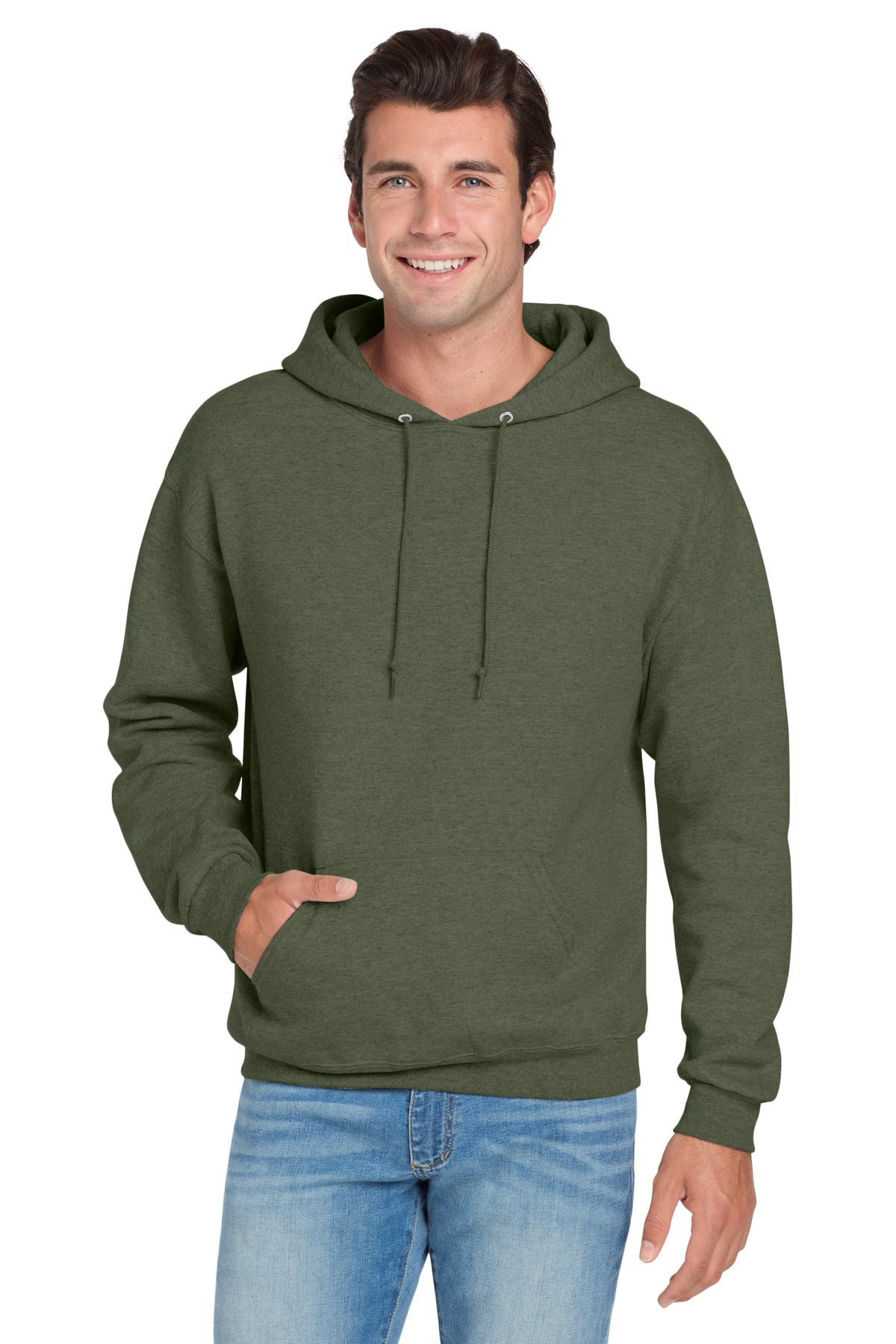 Jerzees NuBlend Pullover Hooded Sweatshirt.  996M in Military Green Heather