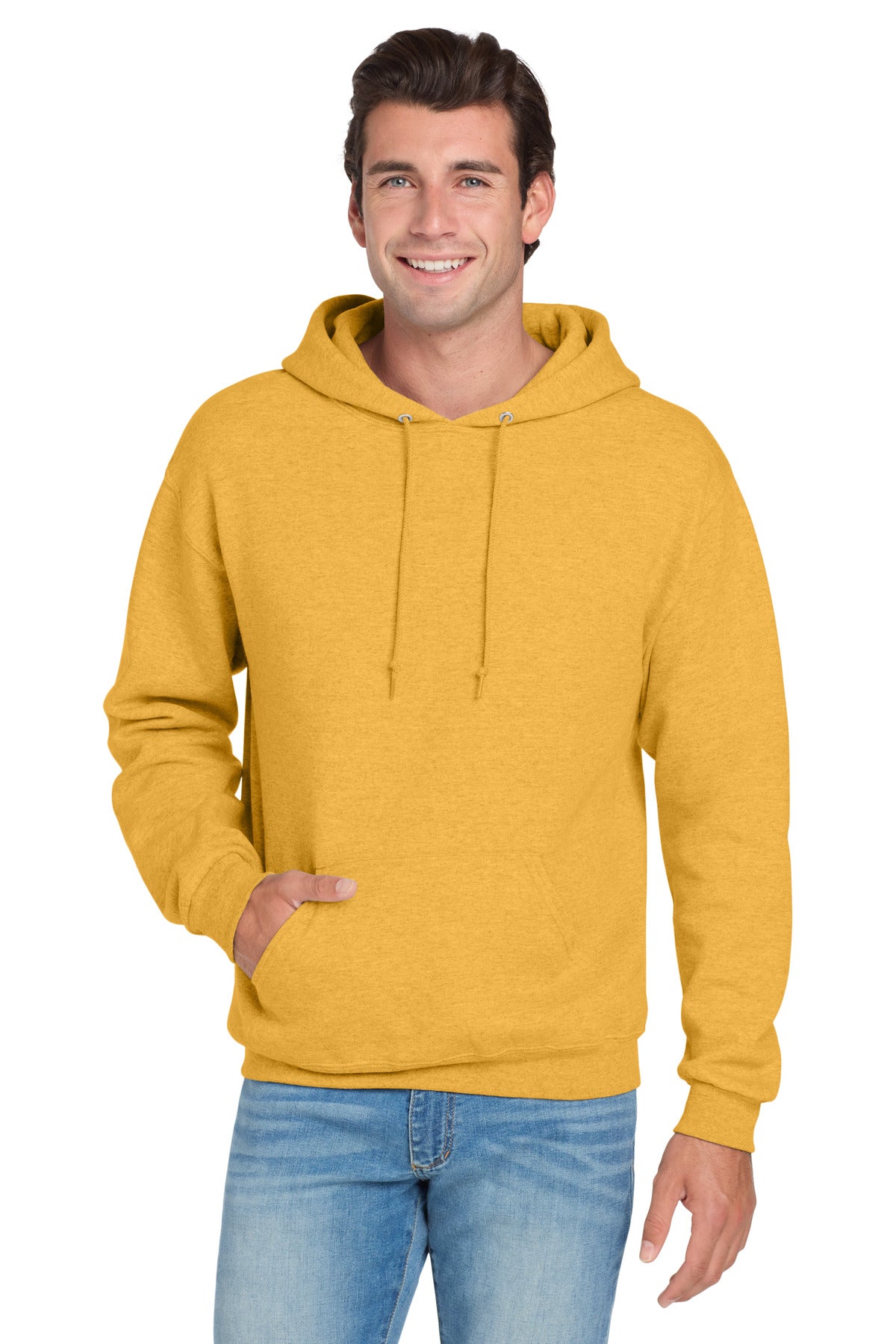 Jerzees NuBlend Pullover Hooded Sweatshirt.  996M in Mustard Heather