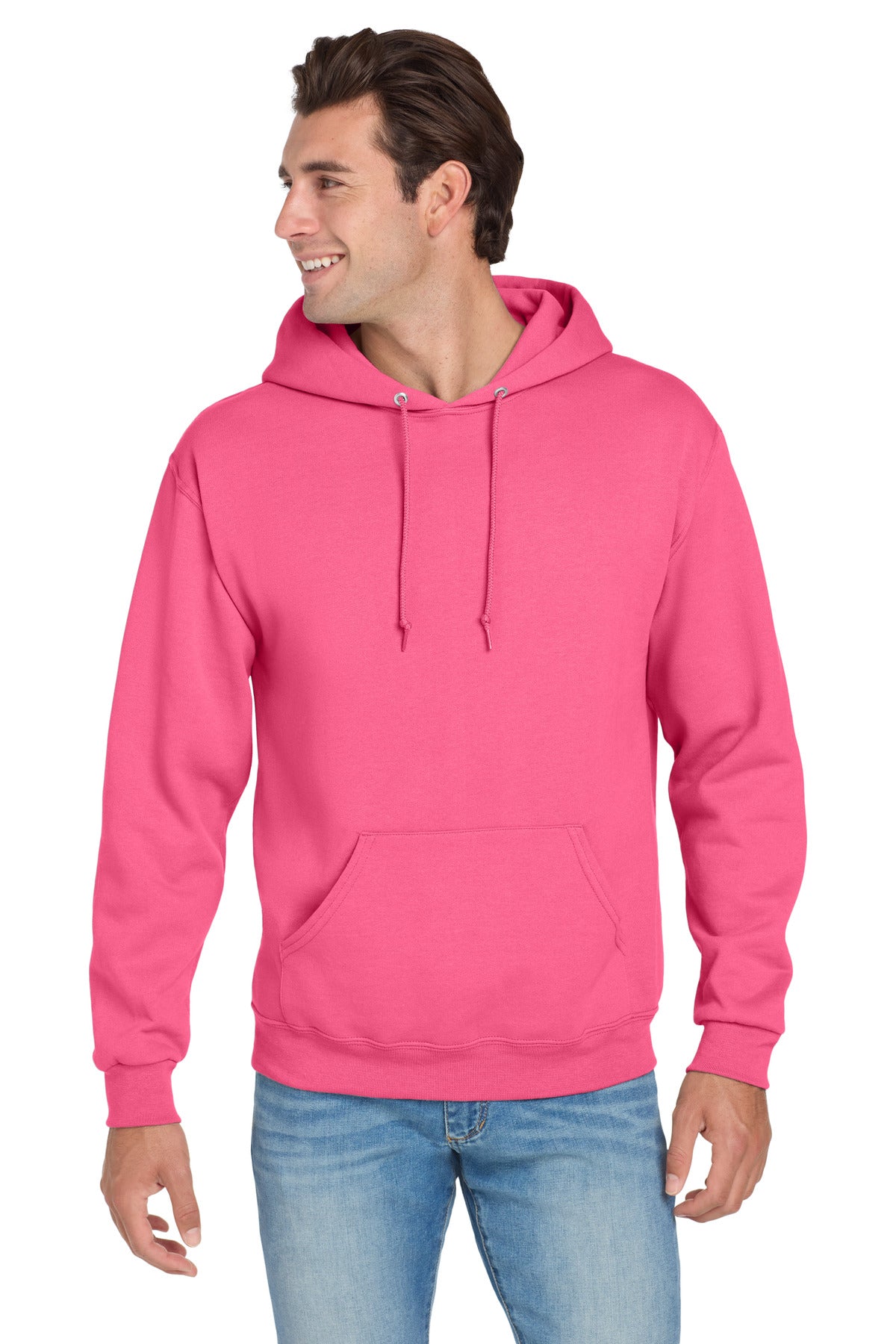 Jerzees NuBlend Pullover Hooded Sweatshirt.  996M in Neon Pink
