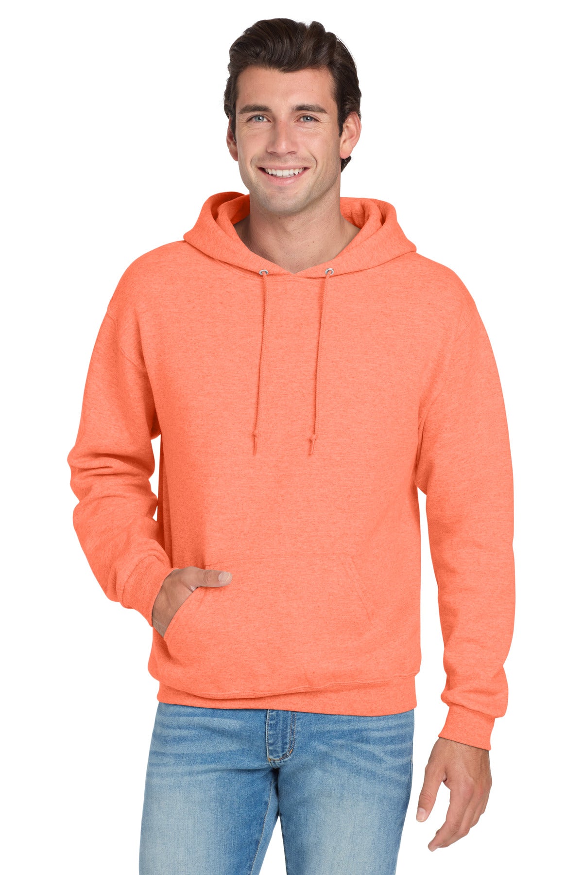 Jerzees NuBlend Pullover Hooded Sweatshirt.  996M in Retro Heather Coral