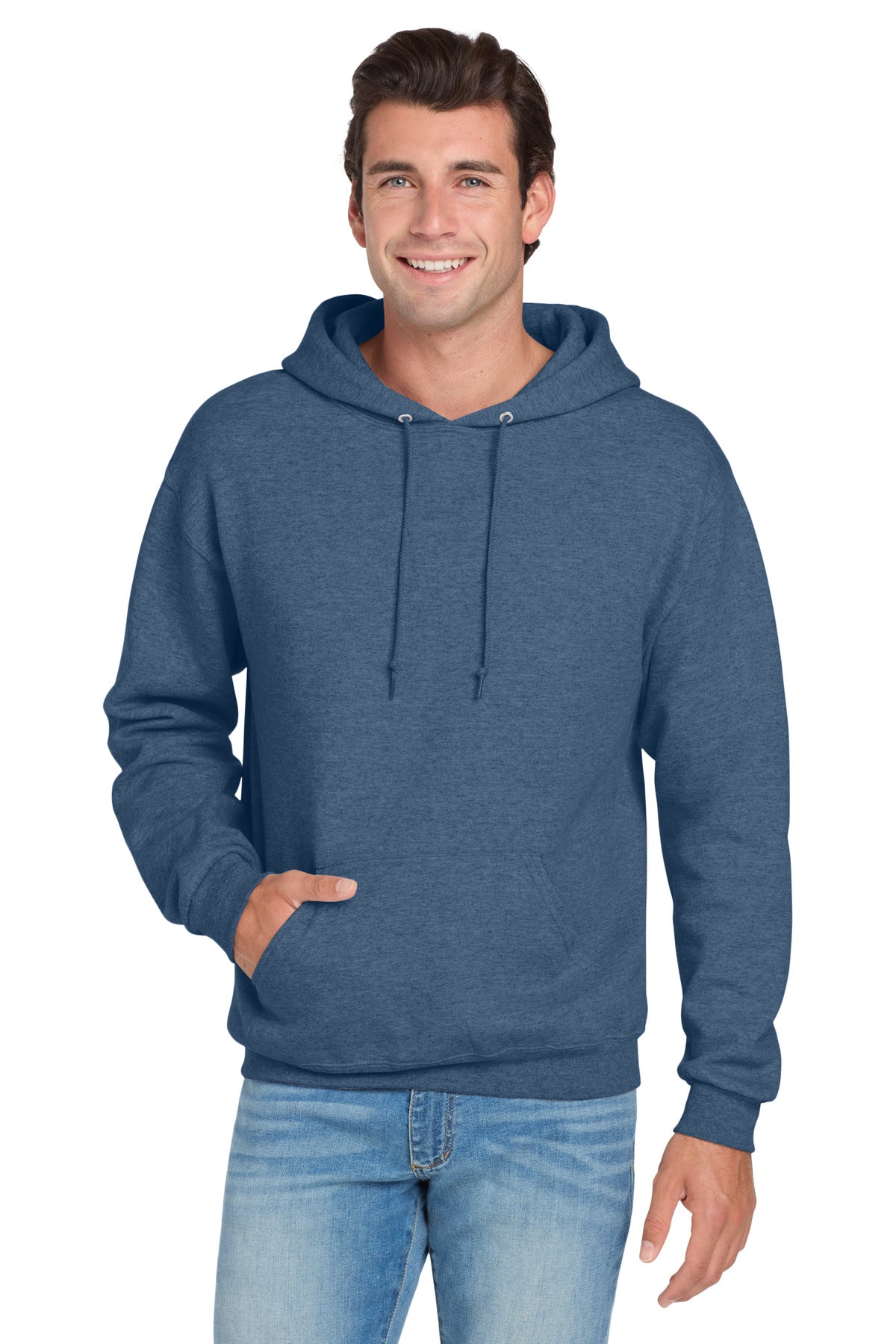 Jerzees NuBlend Pullover Hooded Sweatshirt.  996M in Vintage Heather Blue