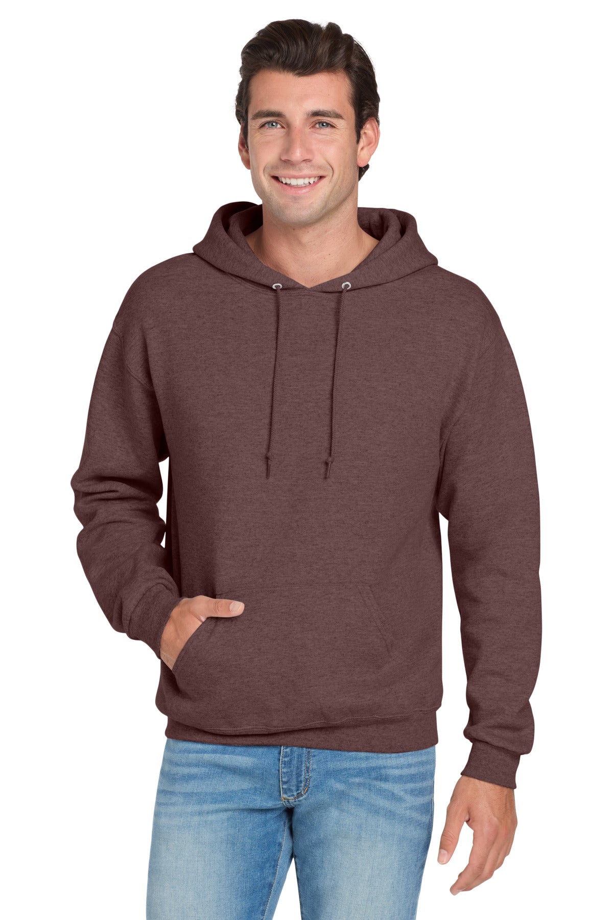 Jerzees NuBlend Pullover Hooded Sweatshirt.  996M in Vintage Heather Maroon