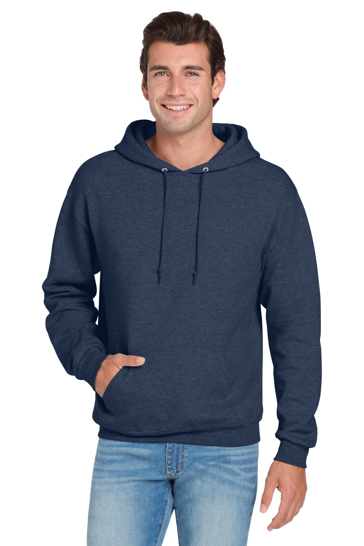Jerzees NuBlend Pullover Hooded Sweatshirt.  996M in Vintage Heather Navy