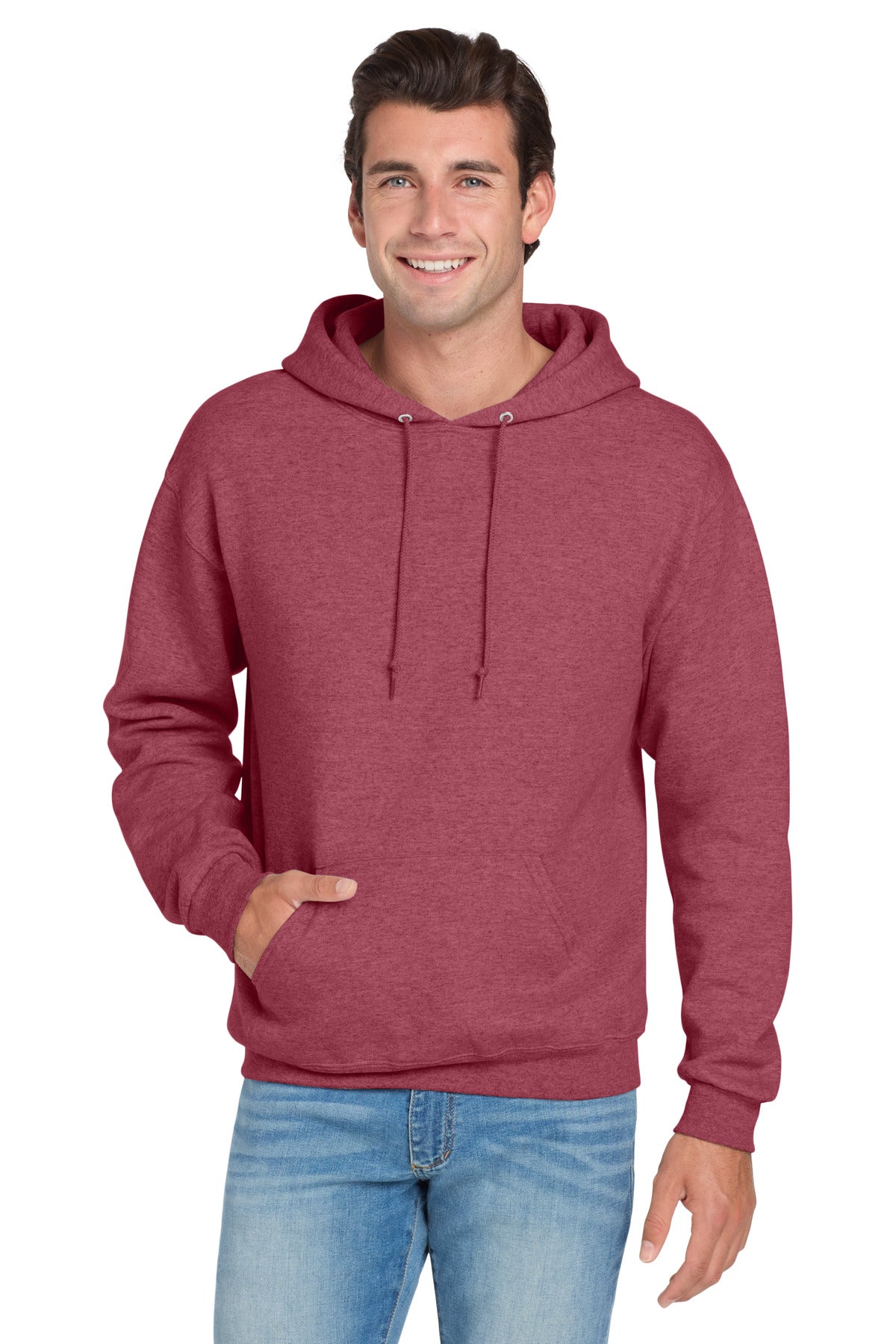 Jerzees NuBlend Pullover Hooded Sweatshirt.  996M in Vintage Heather Red