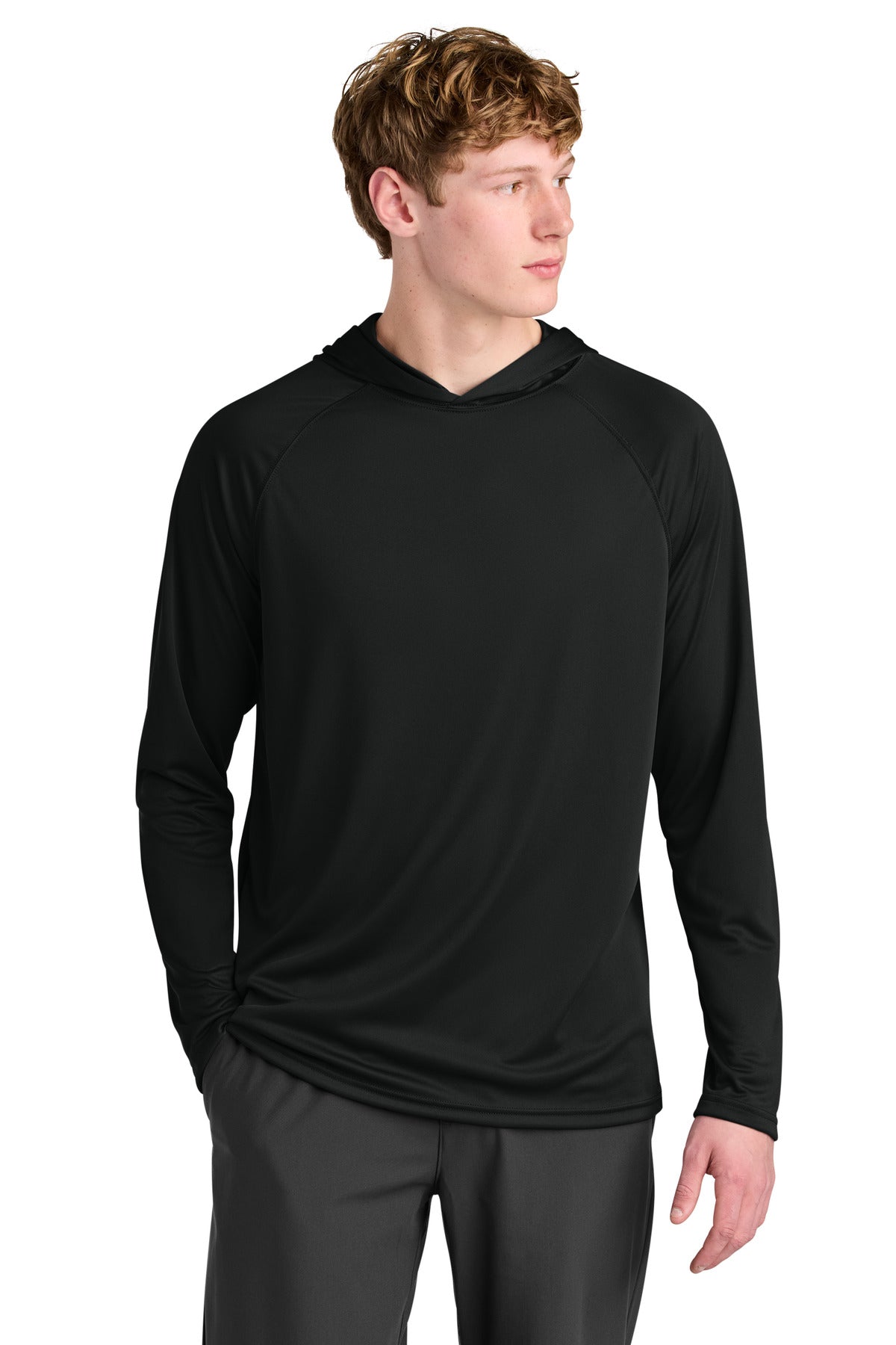 A4 Cooling Performance Long Sleeve Hooded Tee A4N3409 in Black