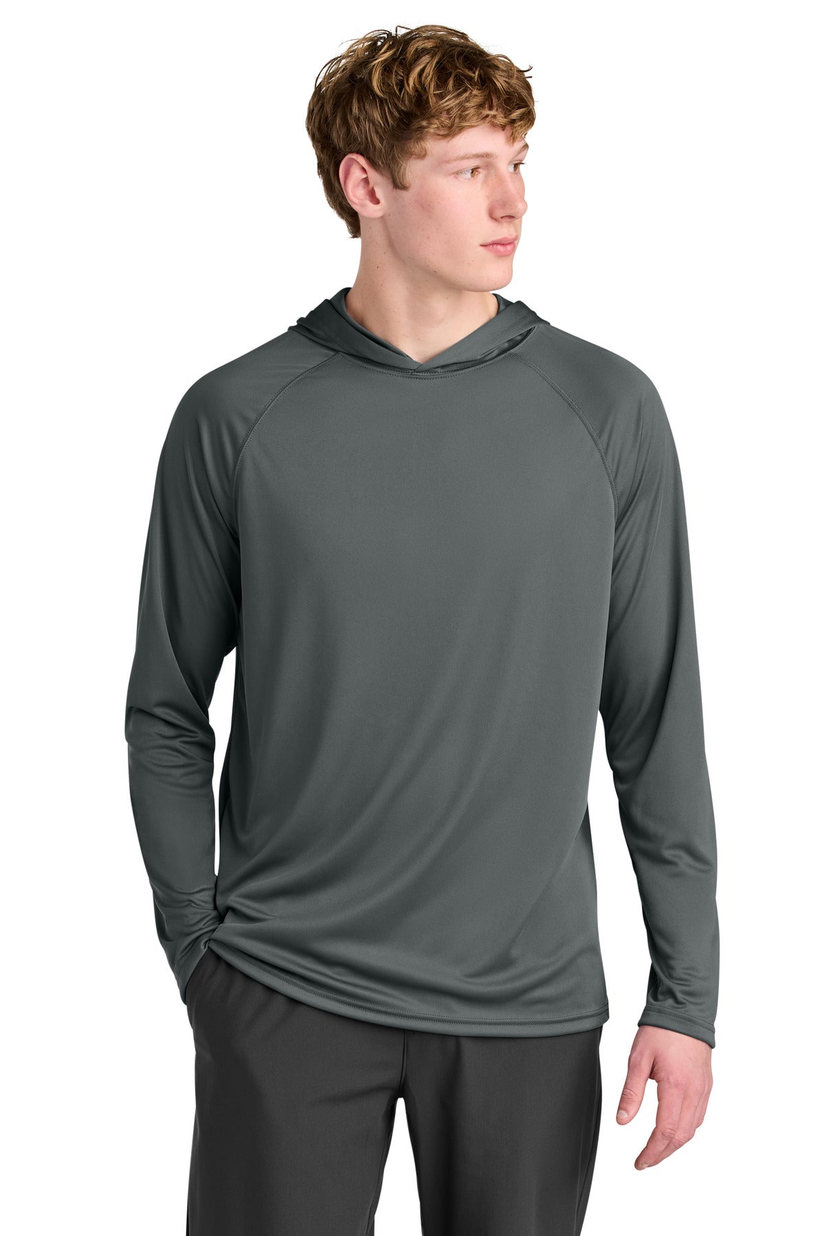 A4 Cooling Performance Long Sleeve Hooded Tee A4N3409 in Graphite
