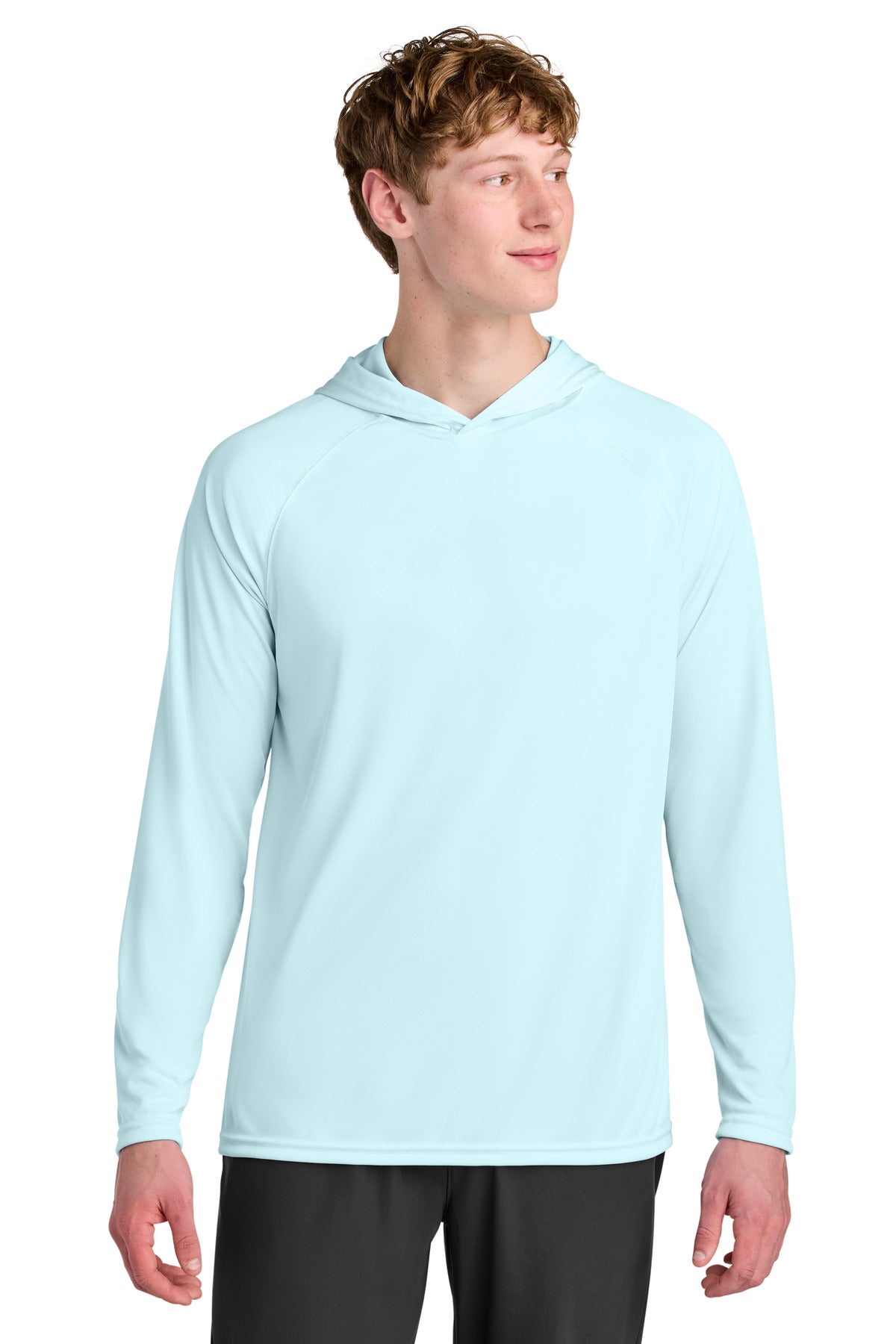 A4 Cooling Performance Long Sleeve Hooded Tee A4N3409 in Pastel Blue