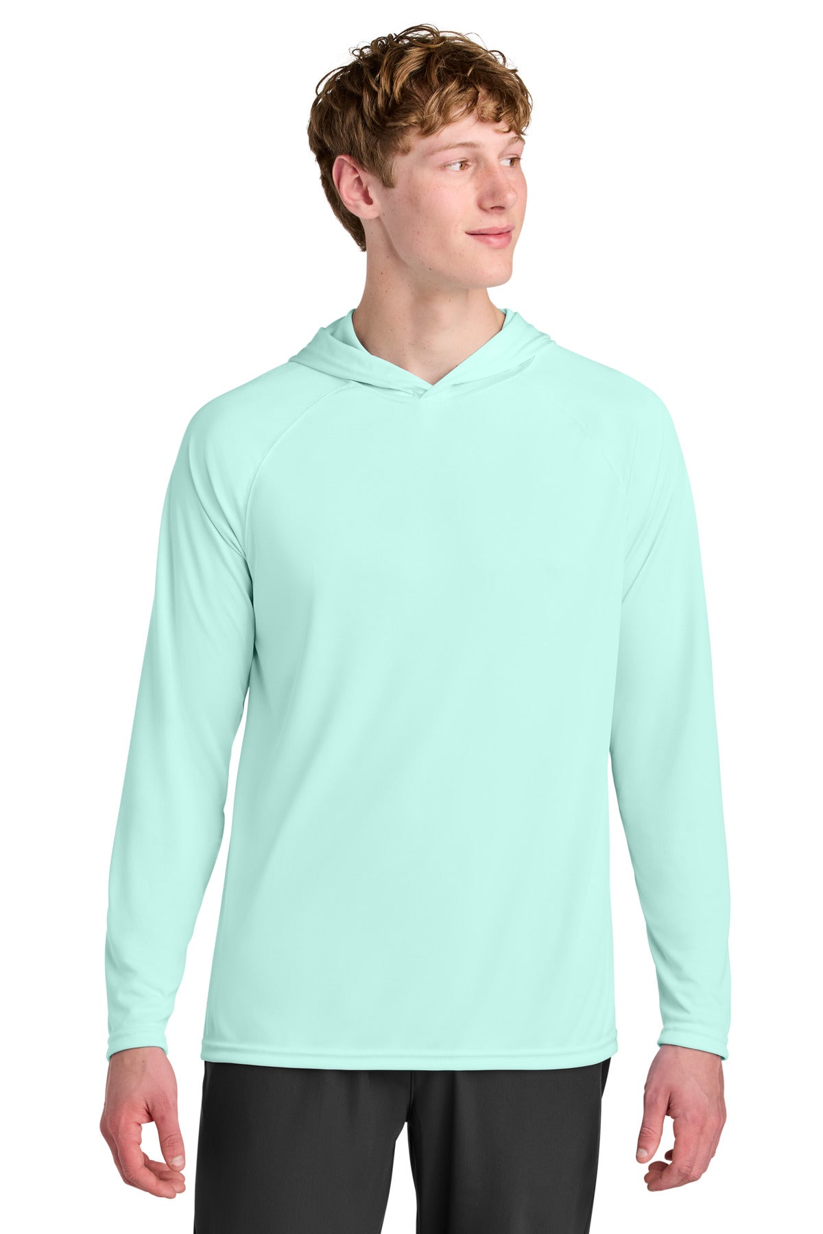 A4 Cooling Performance Long Sleeve Hooded Tee A4N3409 in Pastel Mint