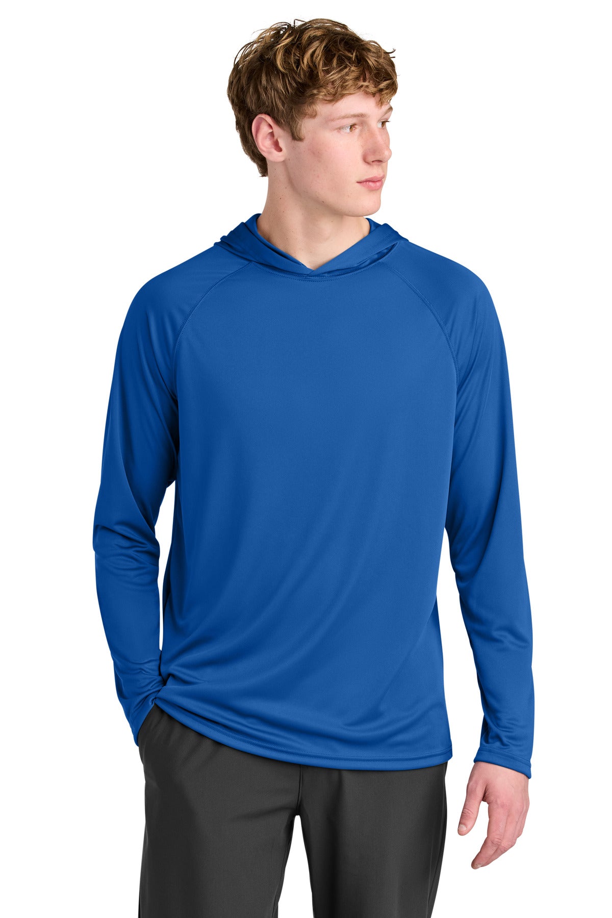 A4 Cooling Performance Long Sleeve Hooded Tee A4N3409 in Royal