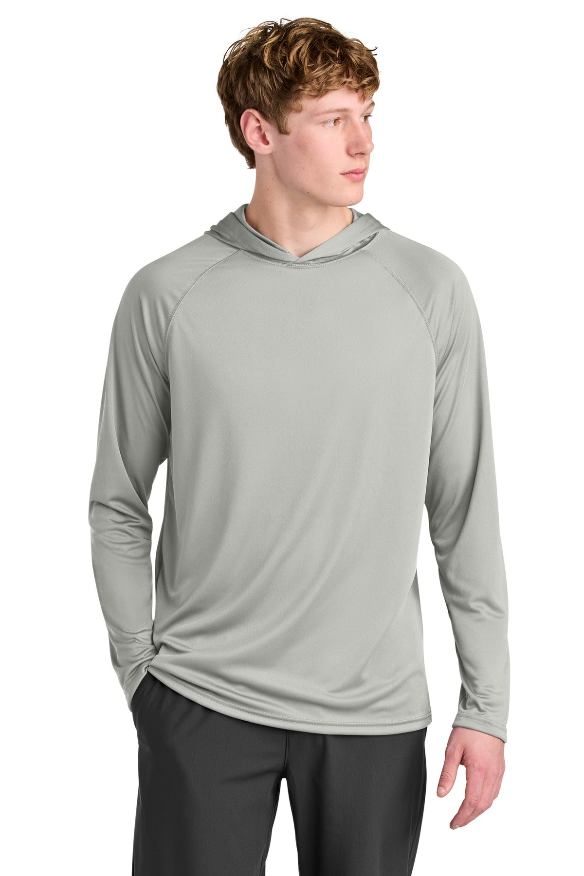 A4 Cooling Performance Long Sleeve Hooded Tee A4N3409 in Silver