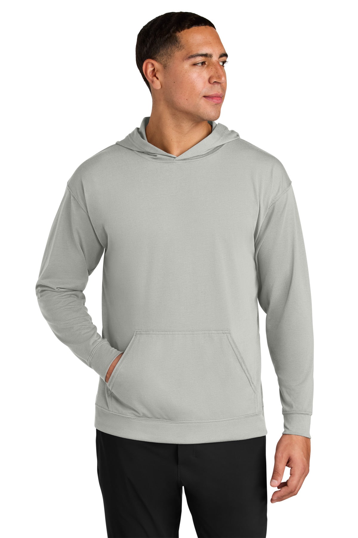 A4 Softek Long Sleeve Hooded Tee A4N3528 in Silver