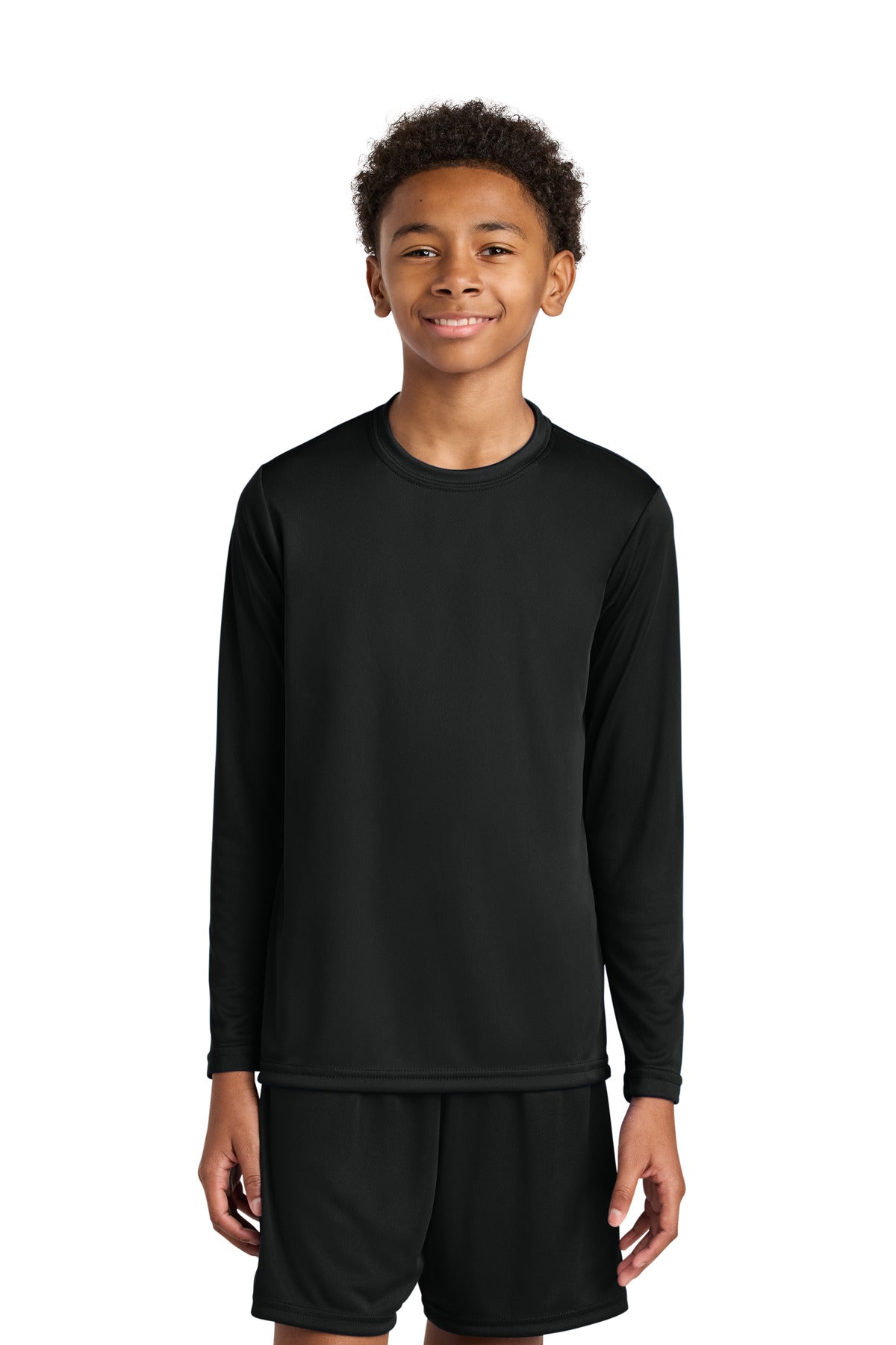 A4 Youth Cooling Performance Long Sleeve Tee A4NB3165 in Black