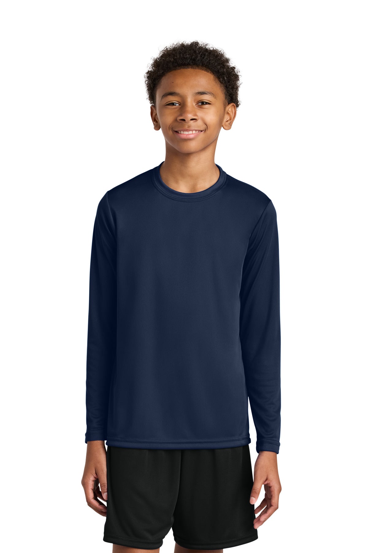 A4 Youth Cooling Performance Long Sleeve Tee A4NB3165 in Navy